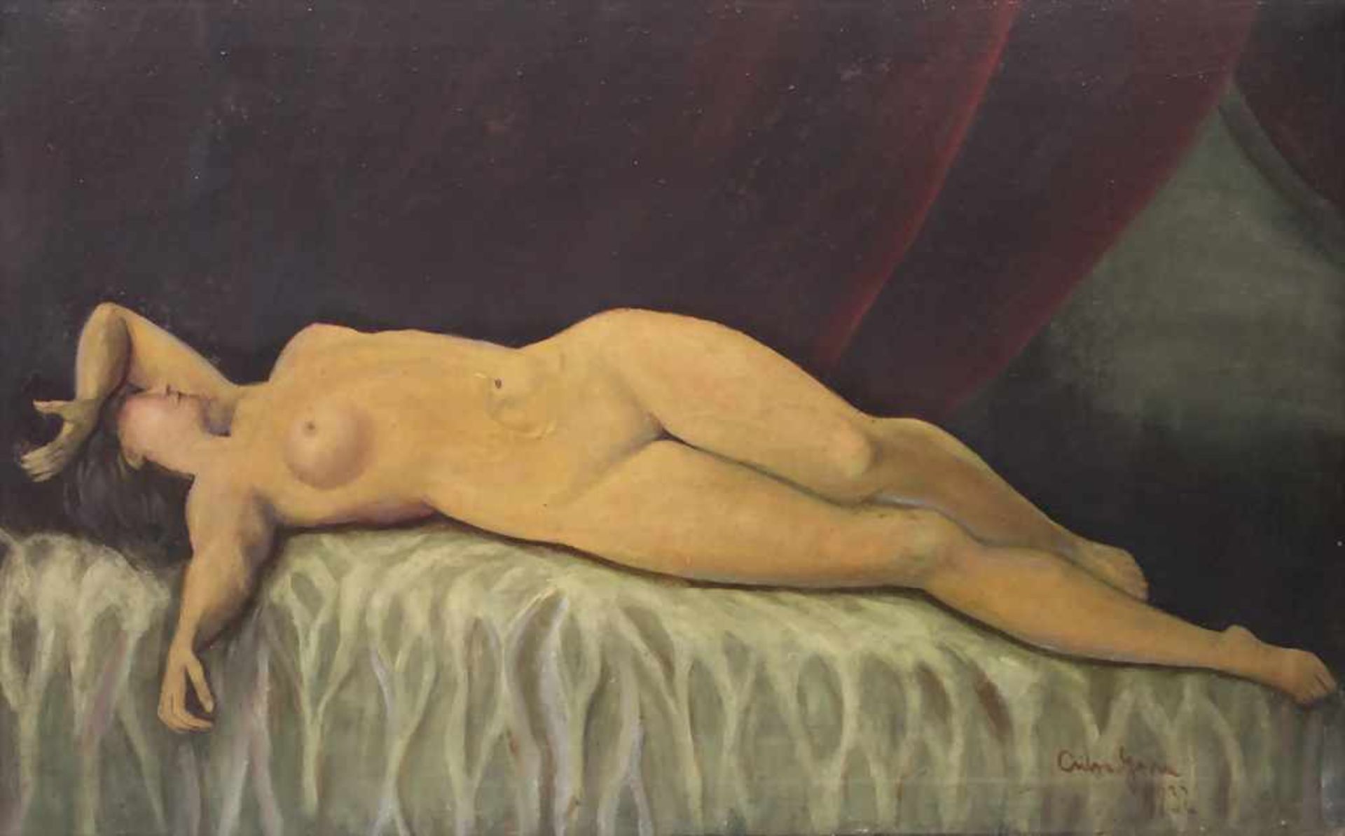 Ungarischer Künstler (19./20. Jh.), 'Liegender weiblicher Akt' / 'A female nude', 1932