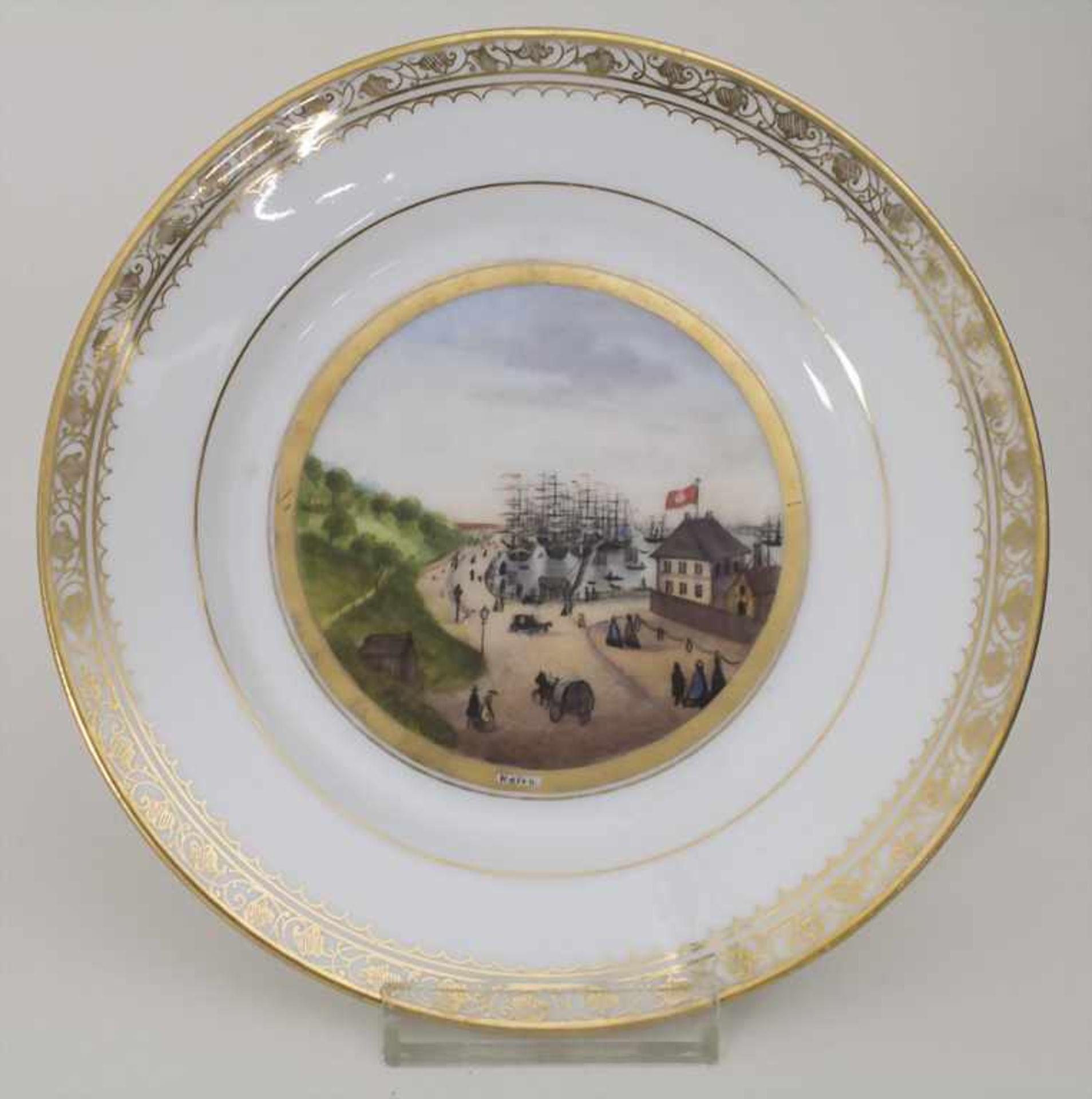 4 Teller mit Ansichten von Hamburg / 4 decorative plates with views of Hamburg, deutsch, 1. Hälfte - Bild 2 aus 13