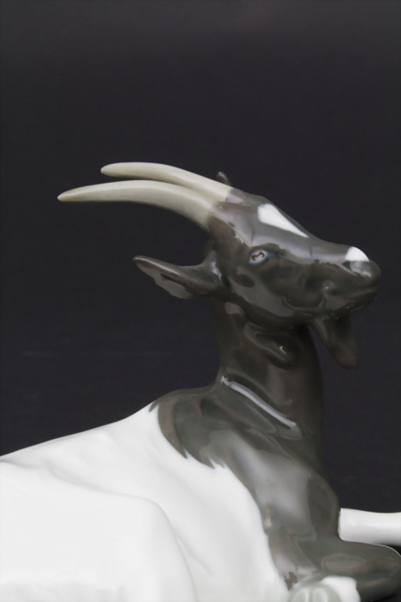 Jugendstil Tierfigur 'Ziegenbock' / An Art Nouveau animal figure of a billy goat, Erich Hösel, - Bild 7 aus 9