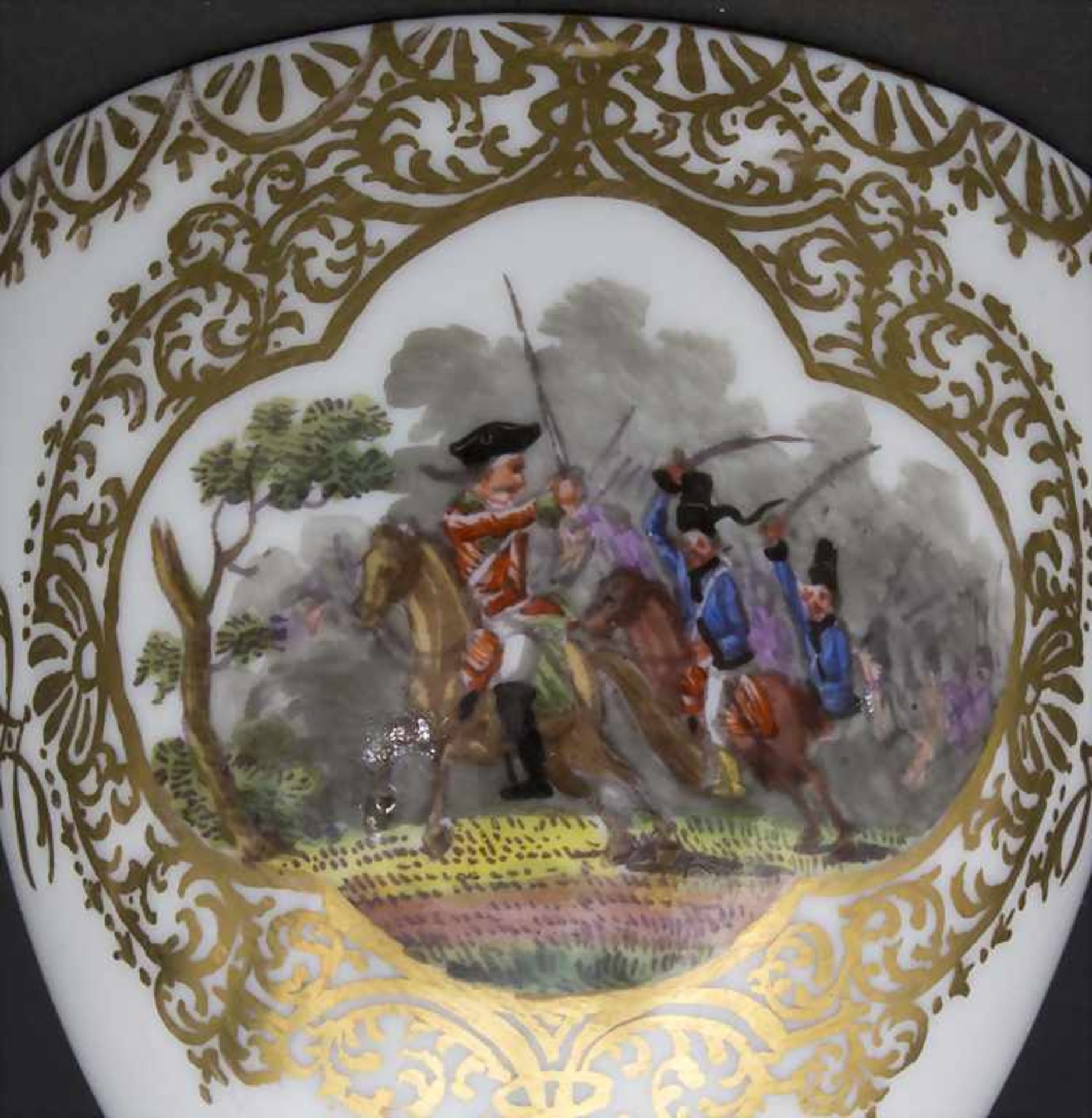 6 Tassen und Untertassen mit Soldaten- u. Schlachtenszenen / 6 cups and saucers with military scenes - Bild 10 aus 24