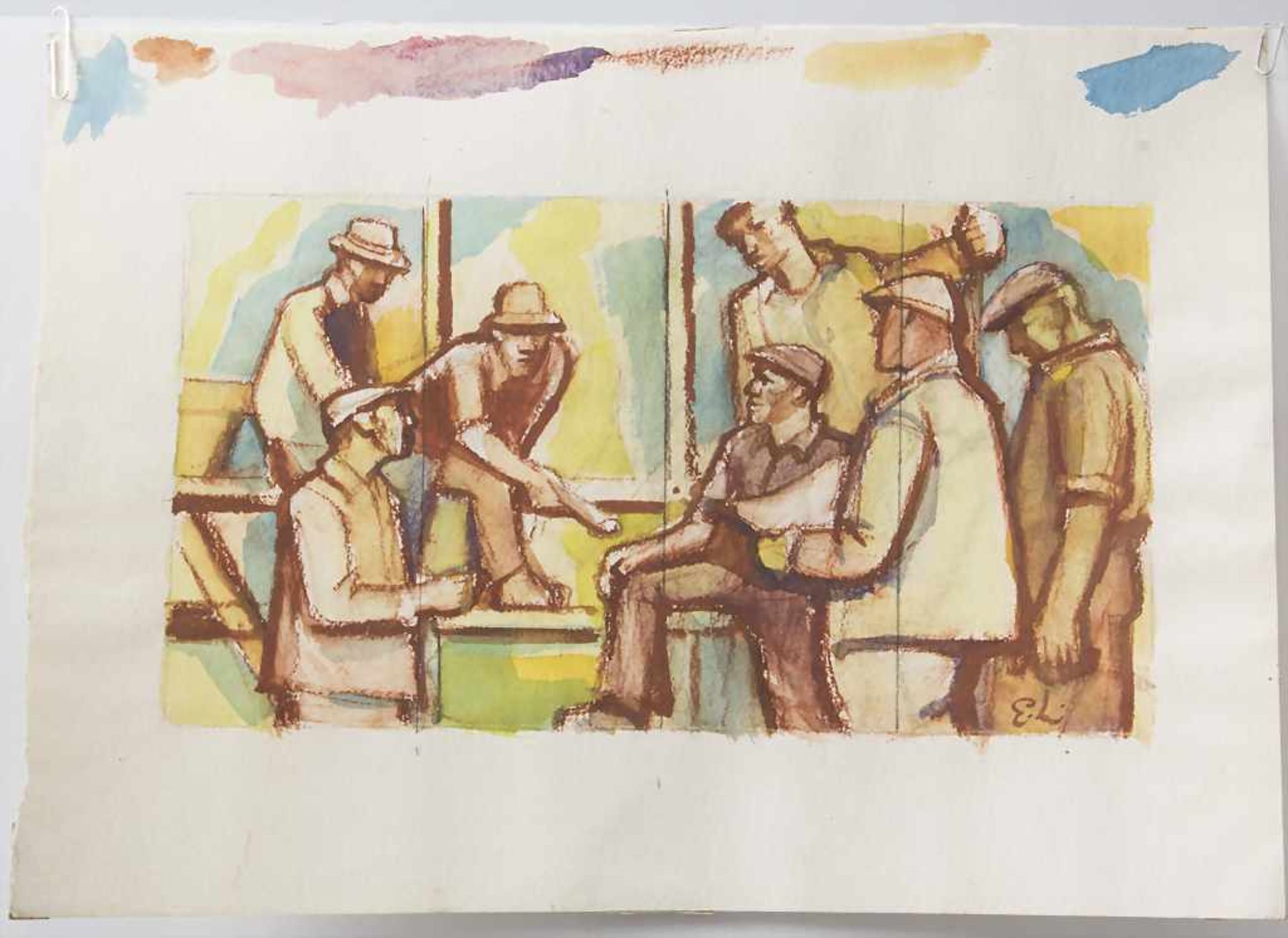 Albin Egger-Lienz (1868-1926) (Zuschreibung) / Attributed), 'Arbeiter im Gespräch' / 'Workers in a - Bild 2 aus 5