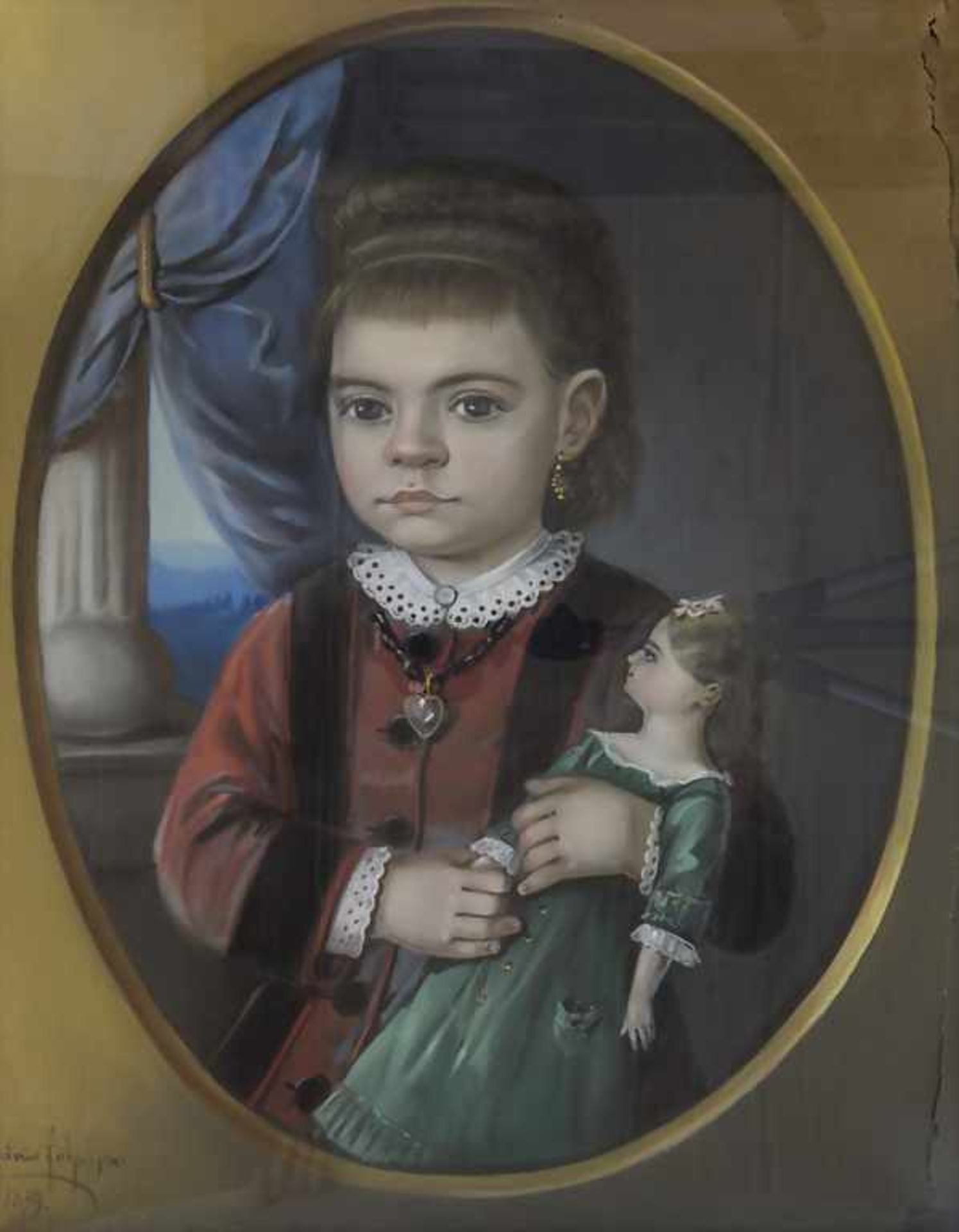 Louis Fritz (tätig um 1879), 'Mädchen mit Puppe' / 'A girl with a doll' - Bild 2 aus 5