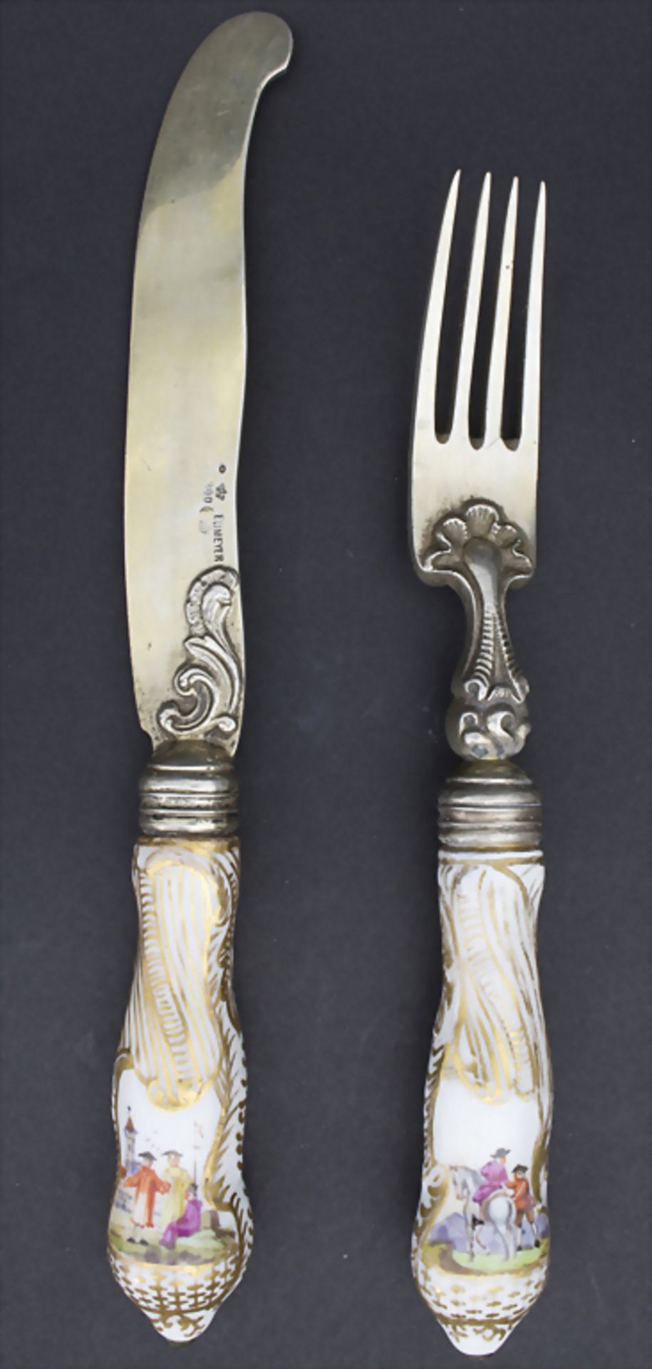 Messer und Gabel mit Kauffahrtei-Szenen / A knife and fork with harbor scenes, Meissen und