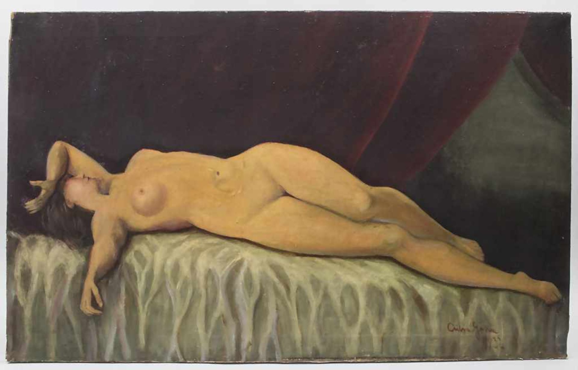 Ungarischer Künstler (19./20. Jh.), 'Liegender weiblicher Akt' / 'A female nude', 1932 - Bild 2 aus 7