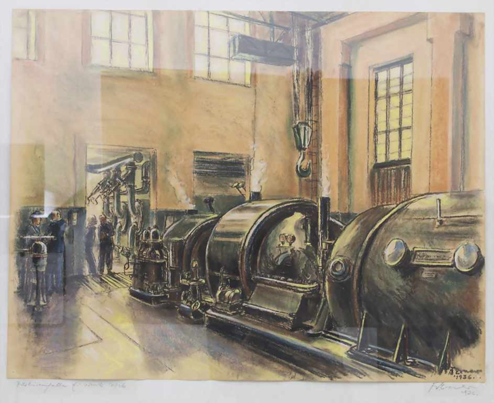 P. Exner (tätig 1936), 'Turbinenhalle, E-Werk' / 'A turbine hall - power station'