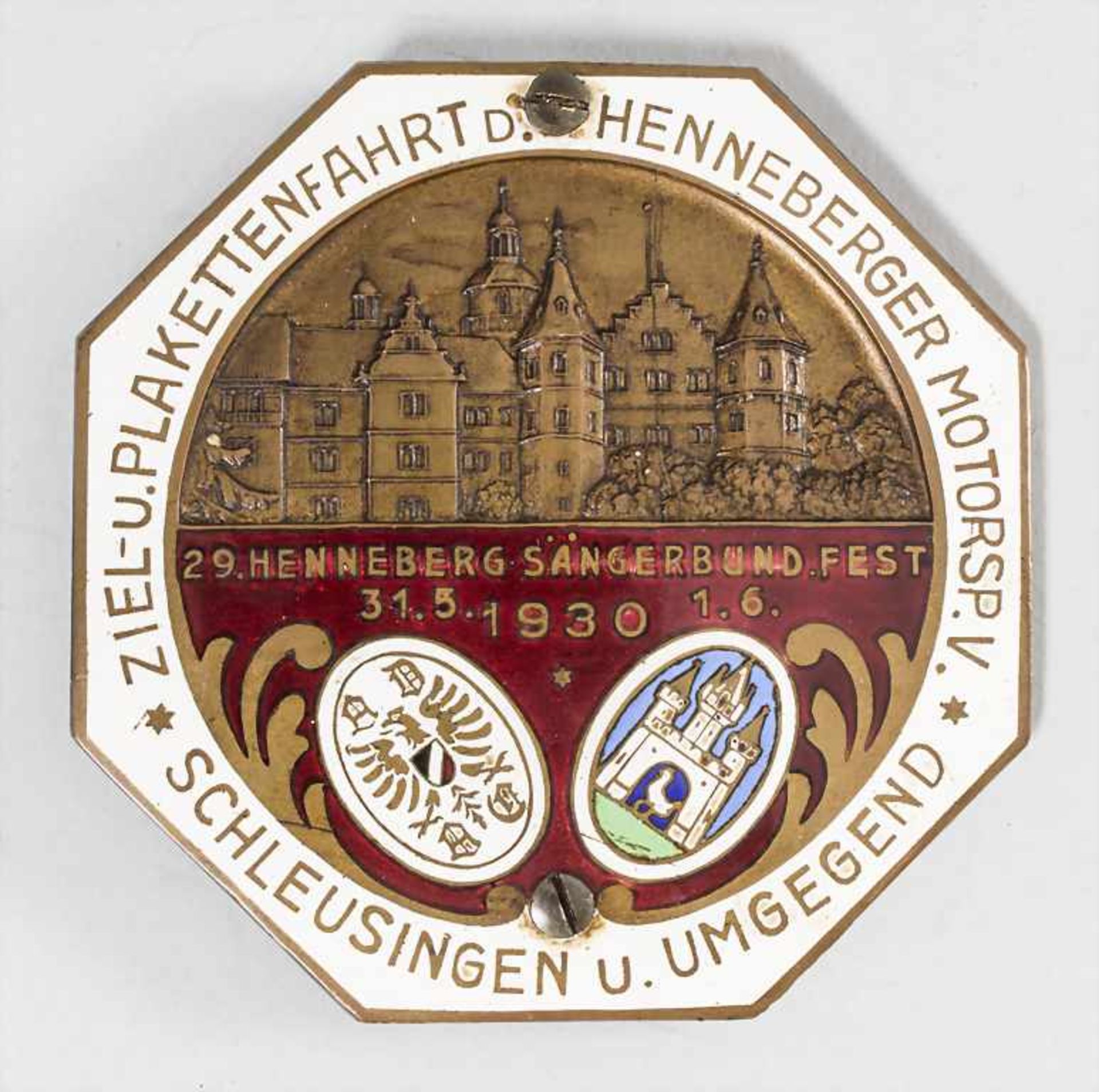 Automobilia Plakette / An automobile badge, Henneberg in Thüringen, 1930