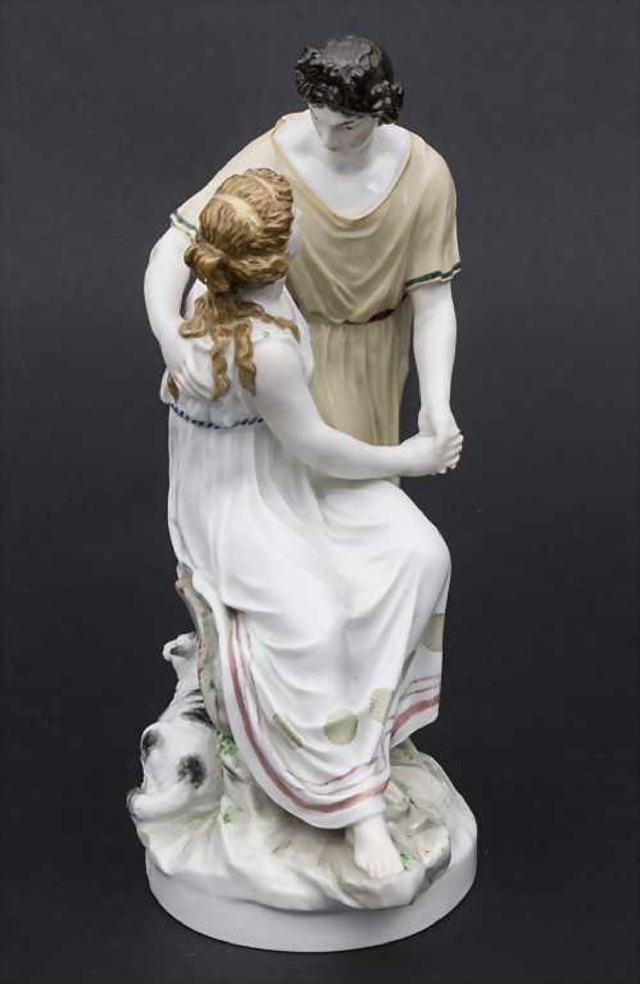 Jugendstil Darstellung 'Apollo und Isse' mit einem Schaf / An Art Nouveau figural group of 'Apollo - Image 4 of 9