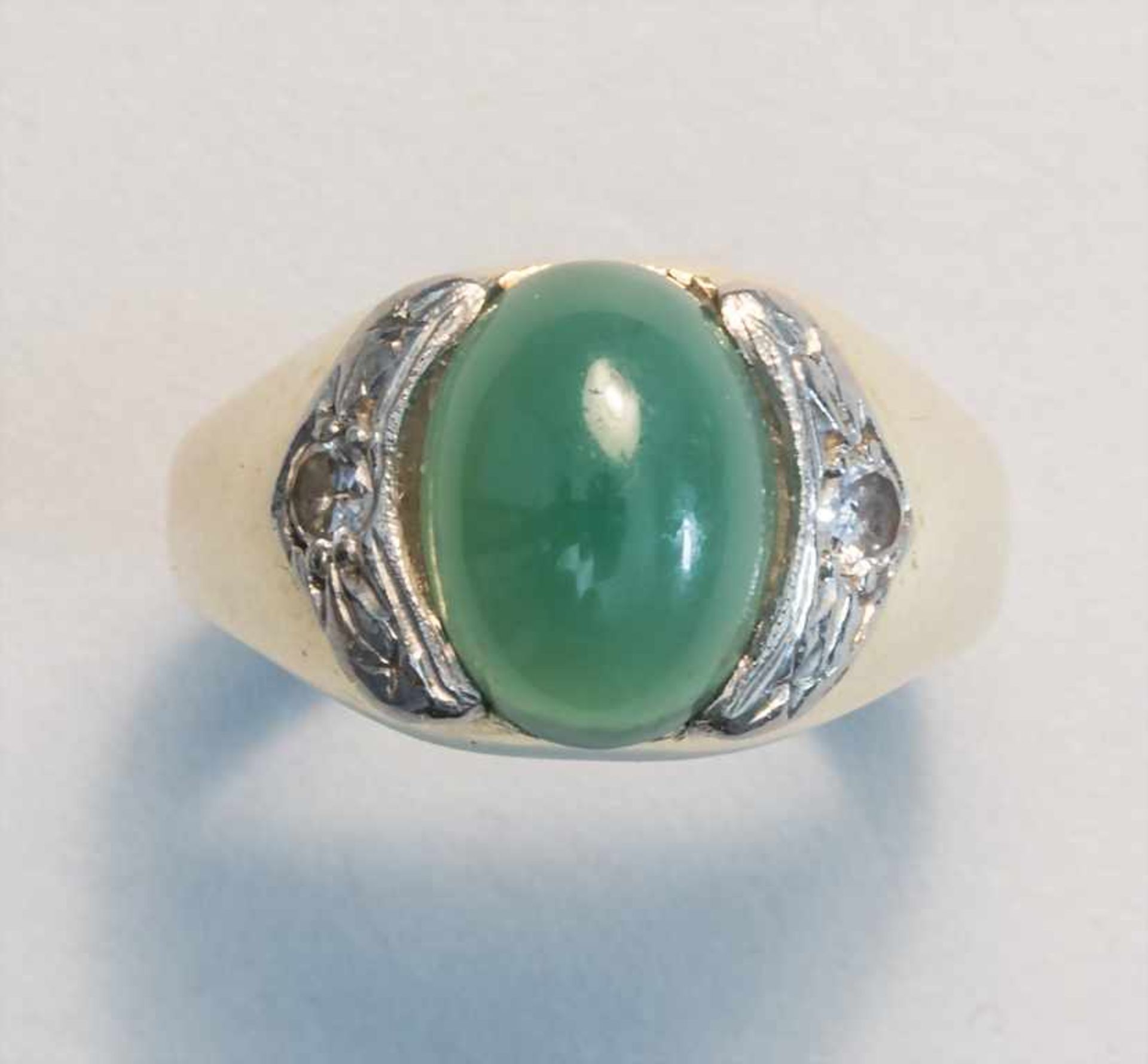 Damenring mit Diamant und Jade / A ladies ring with diamonds and jade - Image 2 of 4