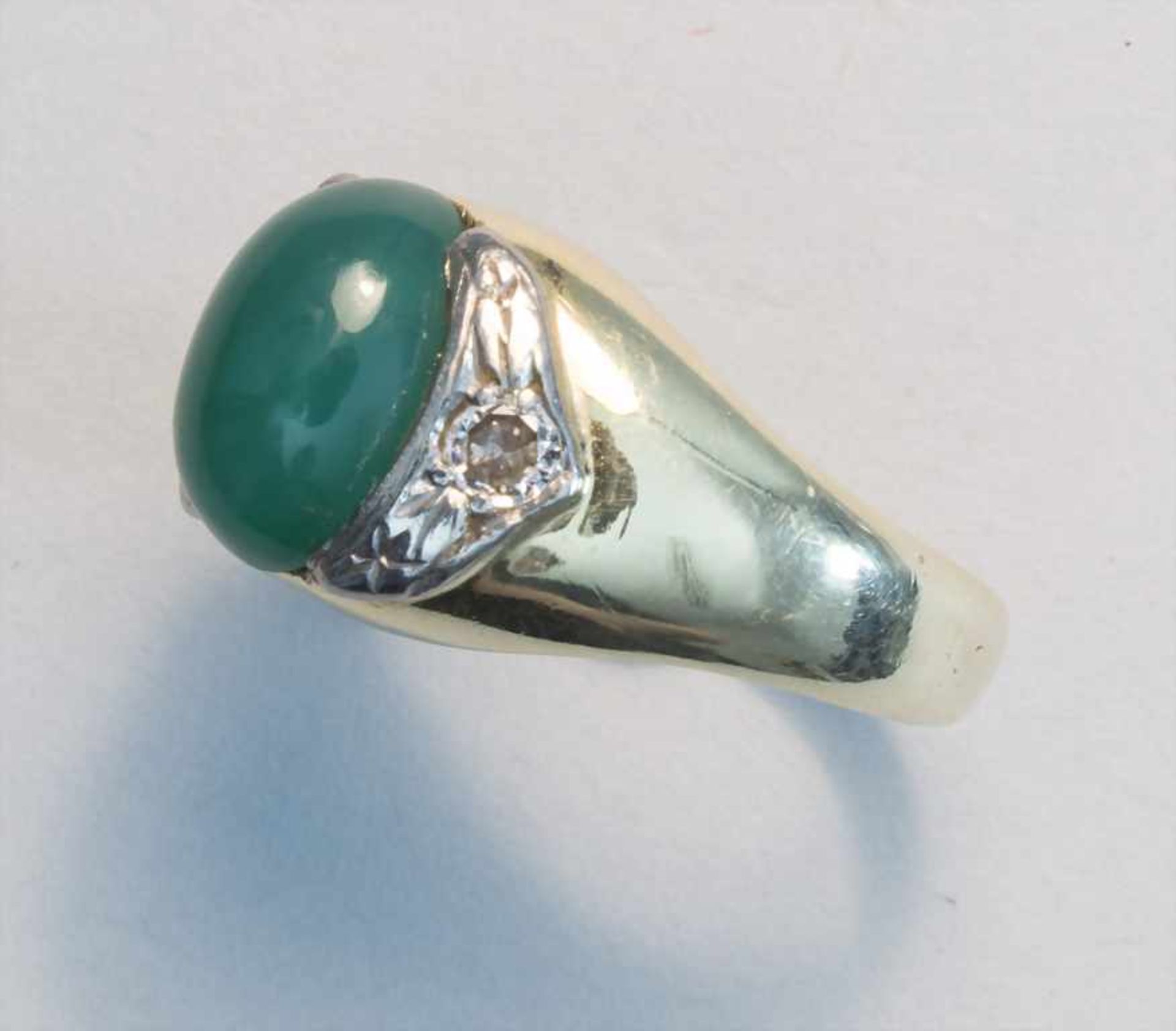 Damenring mit Diamant und Jade / A ladies ring with diamonds and jade - Image 3 of 4