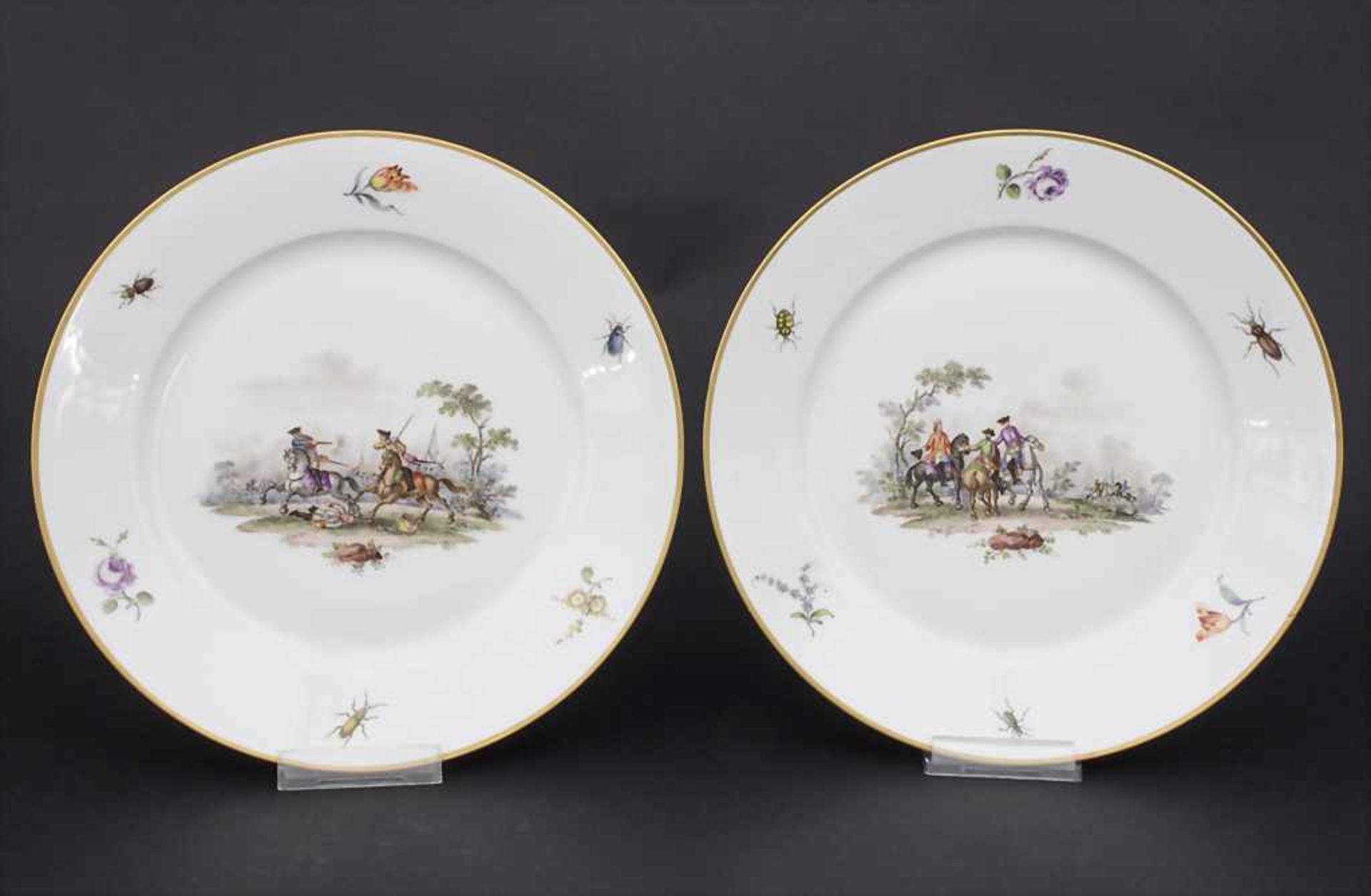 Paar Teller mit Schlachtenszenen / 2 plates with battle scenes, Sèvres, 1870