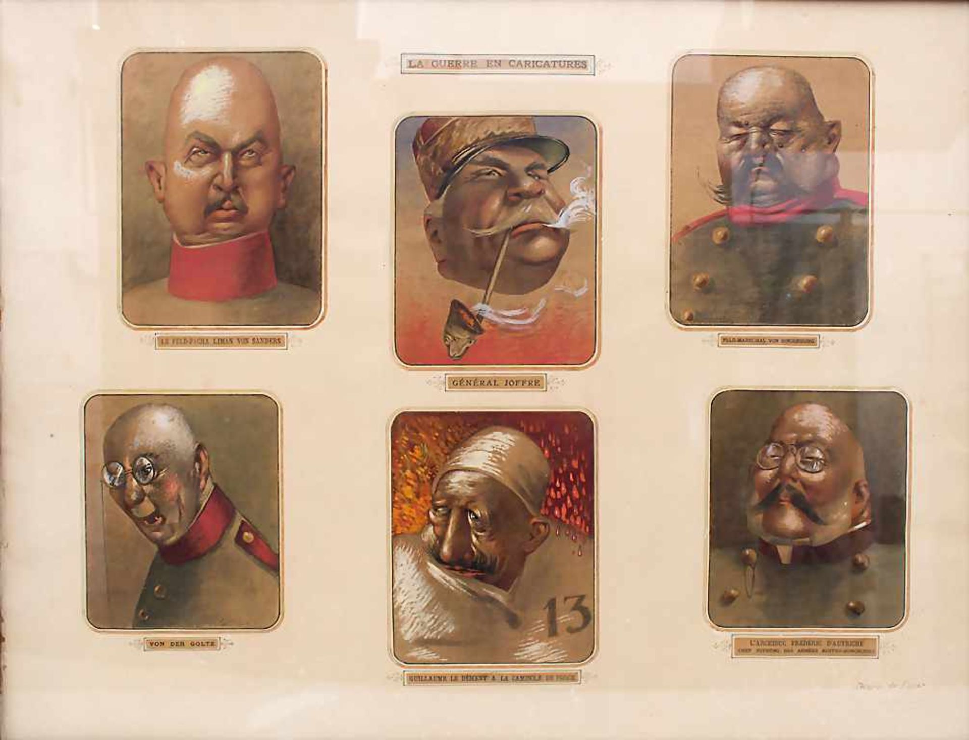 E. Porcherot (19. Jh.), 2 Bilder 'La guerre en caricatures' und 'Têtes de boches'