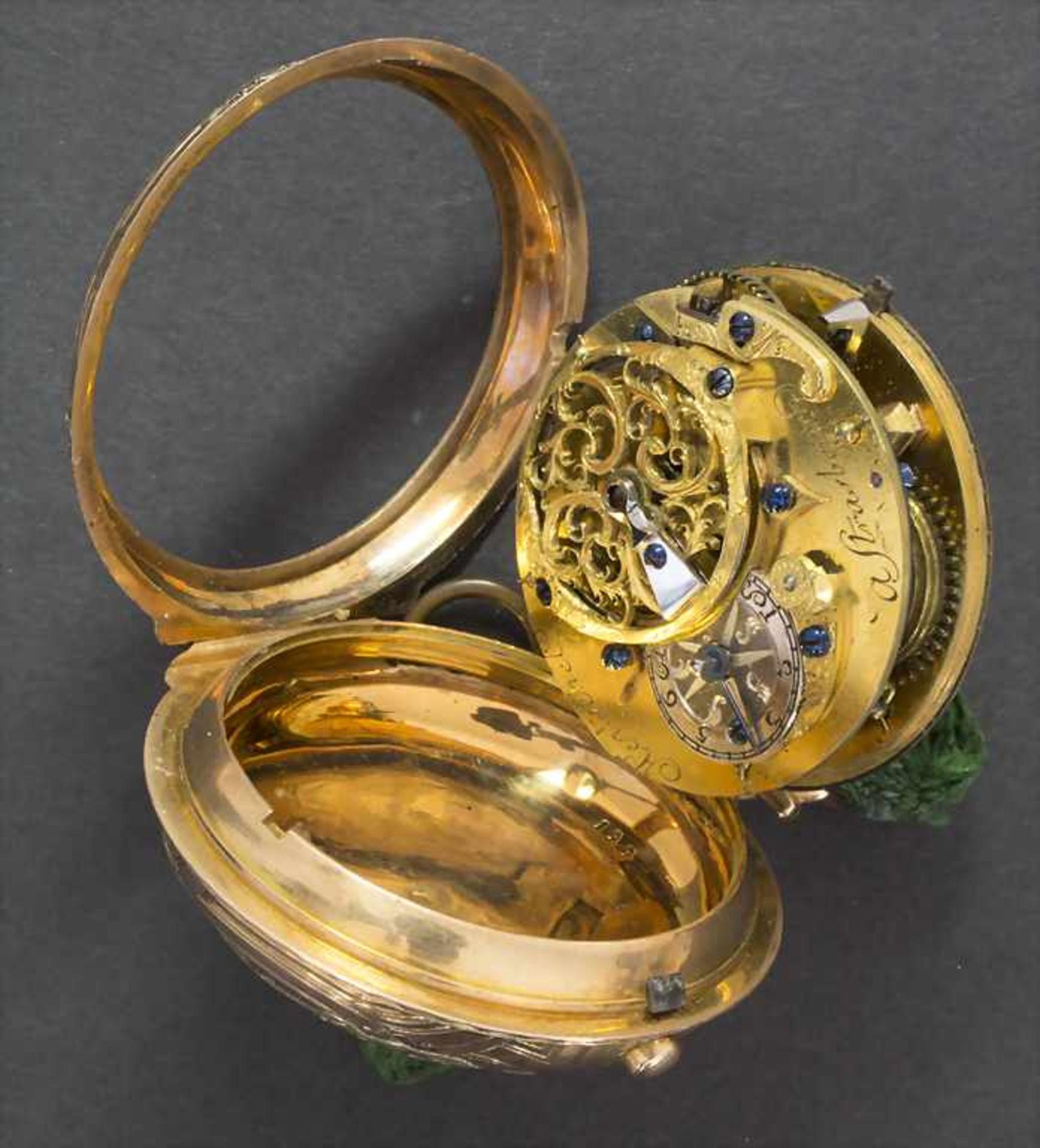 Offene Louis Seize Taschenuhr / A pocket watch, Hentschel à Strasbourg, um 1775 - Image 5 of 7