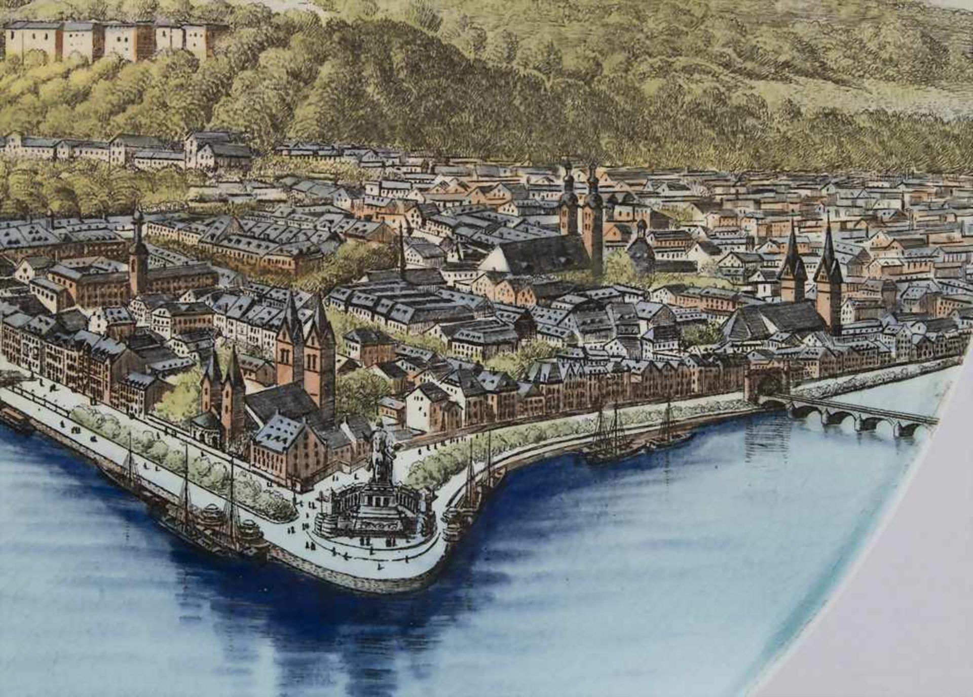 Ansichtenteller / A plate with view of Koblenz, Villeroy & Boch, Mettlach, um 1900 - Bild 5 aus 5