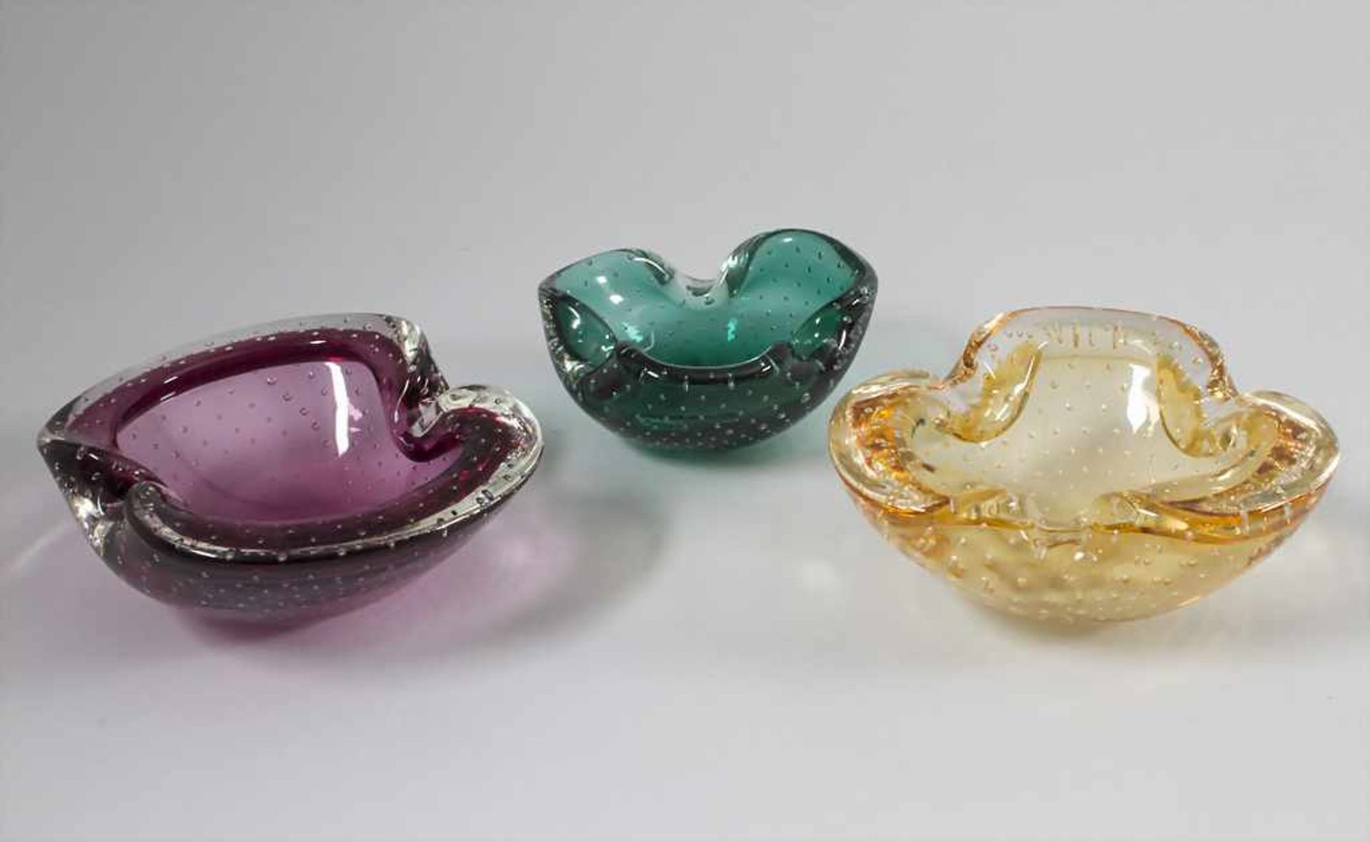 Lot 3 Aschenbecher / A set of 3 ashtrays, Murano, 1960er Jahre