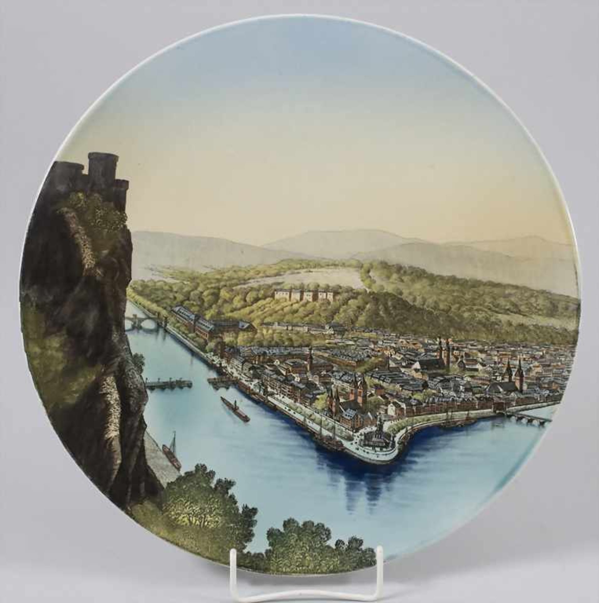 Ansichtenteller / A plate with view of Koblenz, Villeroy & Boch, Mettlach, um 1900