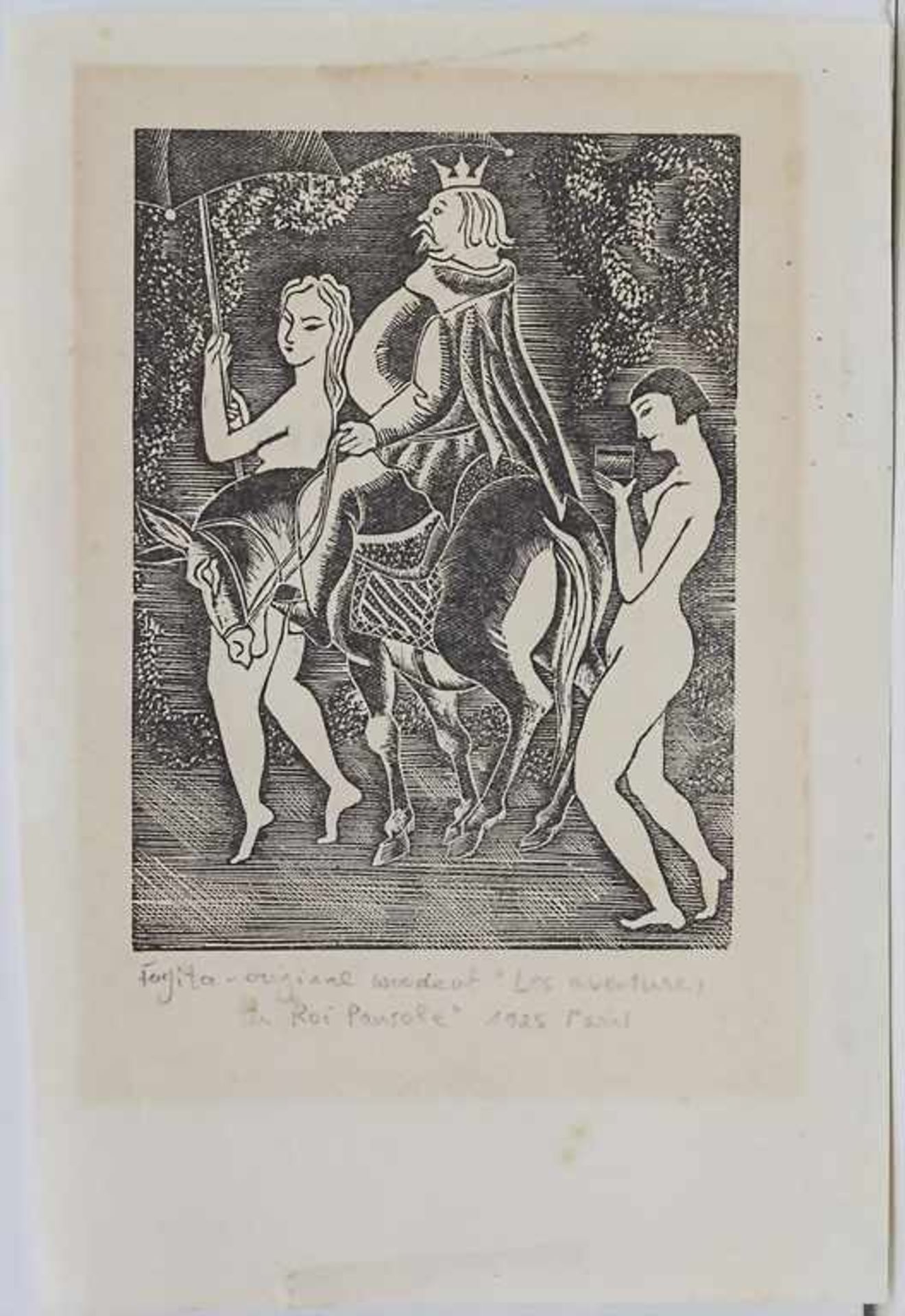 Tsuguharu Foujita (1886-1968), 'König Pausole zu Pferd mit Musen' / 'The king Pausole with muses'Aus - Bild 2 aus 3