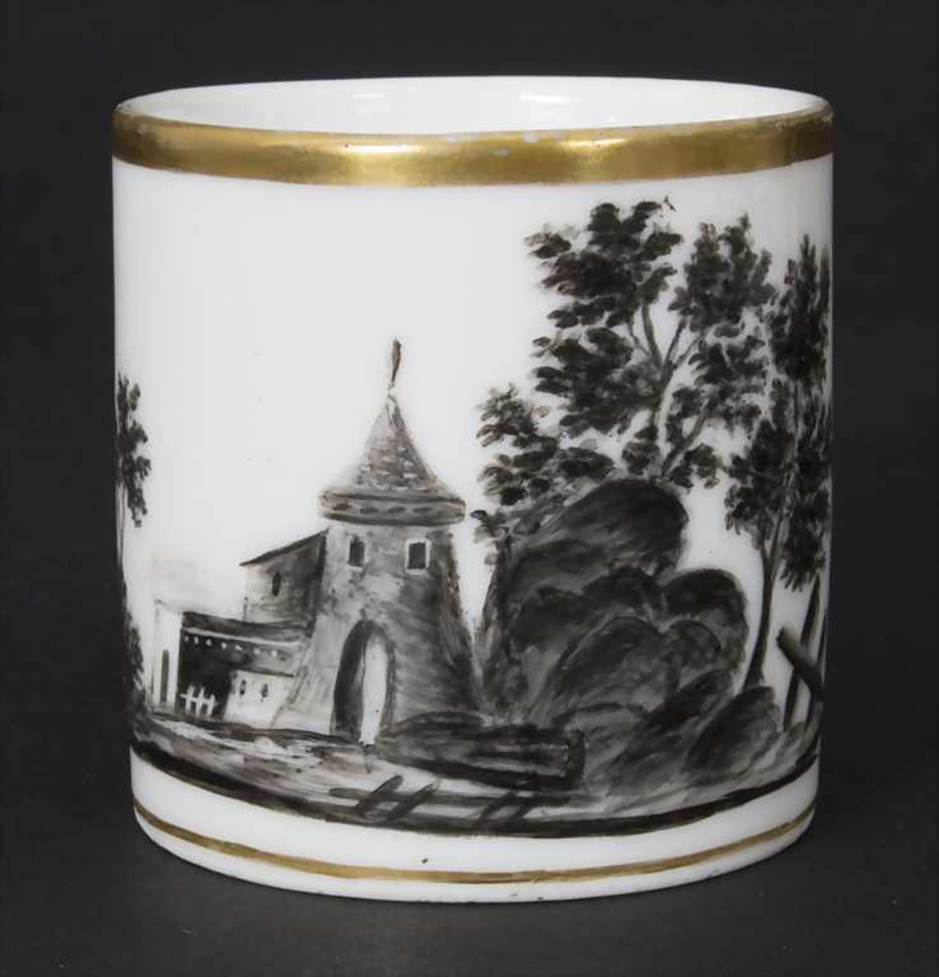 6 Empire Tassen und Untertassen mit Landschaften / 6 Empire cups and saucers with landscapes, Paris, - Bild 5 aus 5