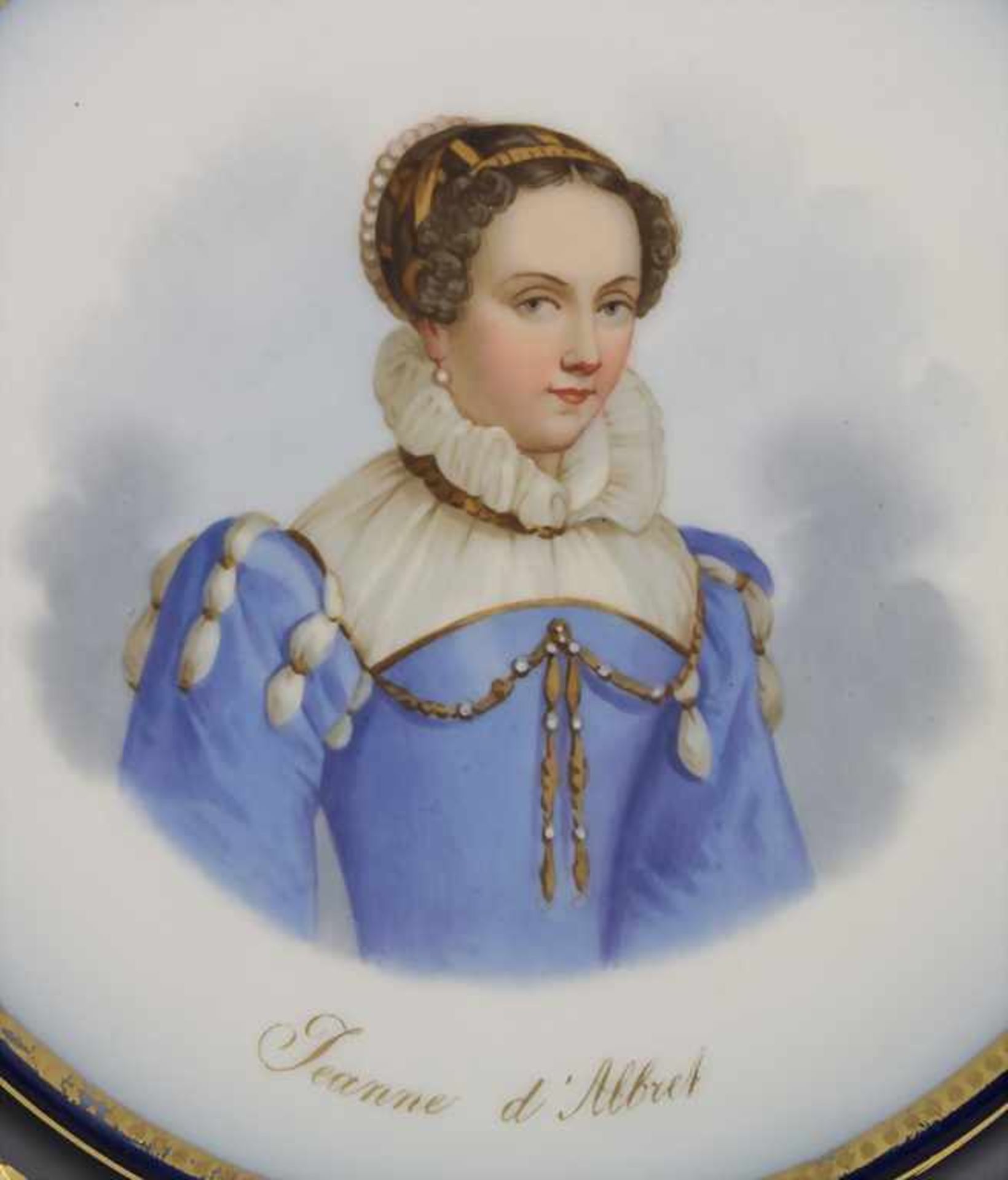 5 Teller mit Damenportraits / A set of 5 plates with ladies portaits, Sèvres, 1860-1861 - Bild 7 aus 17