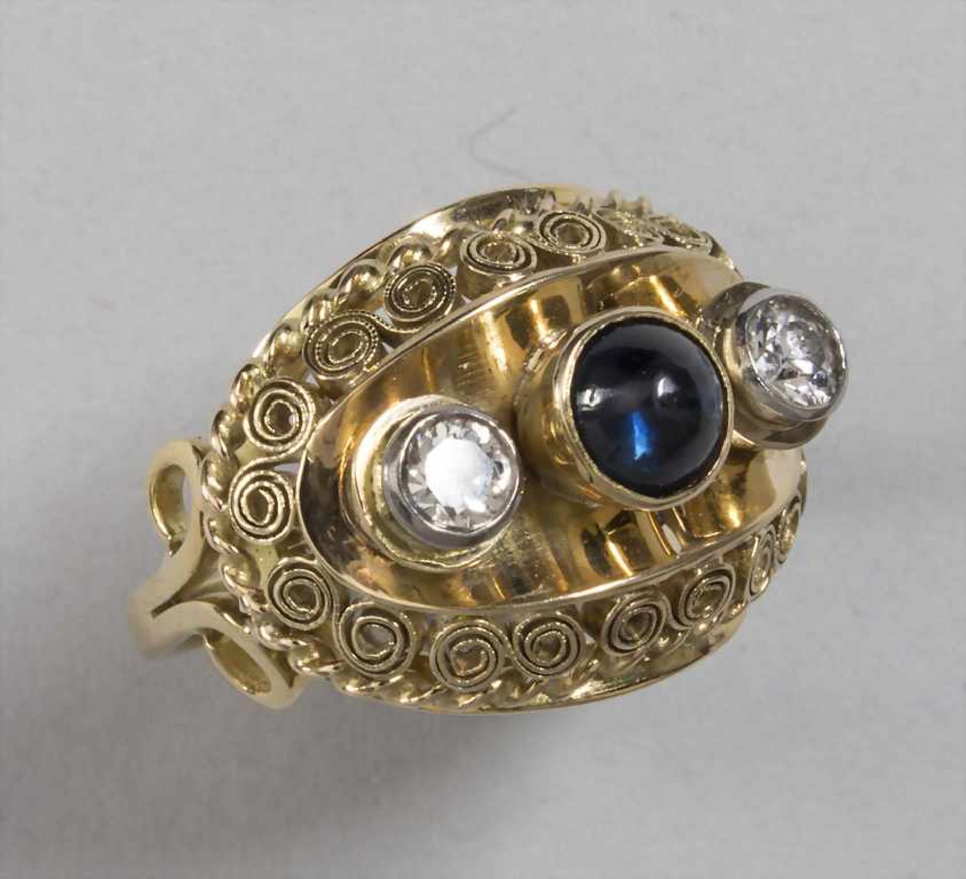 Damenring mit Brillanten und Saphir / A ladies ring with brilliants and sapphire - Bild 2 aus 4