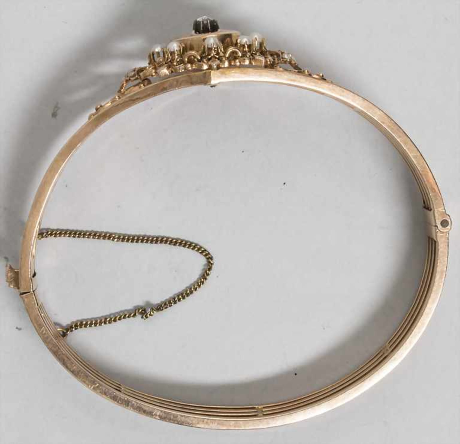 Armreif mit Altschliffdiamant und Süßwasserperlen / A bracelet with a diamond and pearls, deutsch, - Bild 4 aus 4