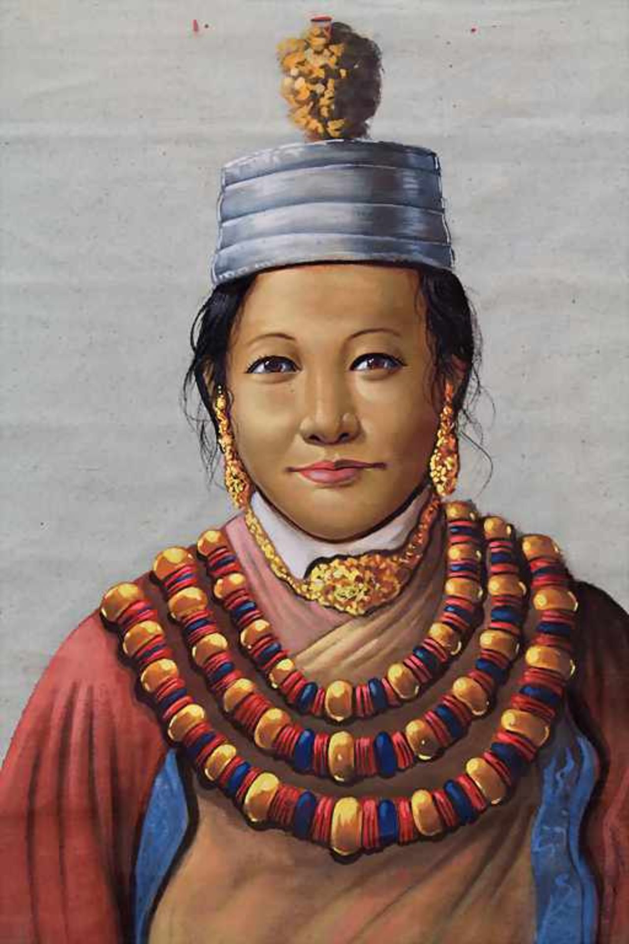 Rollbild 'Junge Frau in landestypischer Tracht' / A scroll painting 'Young woman in traditional - Bild 2 aus 3