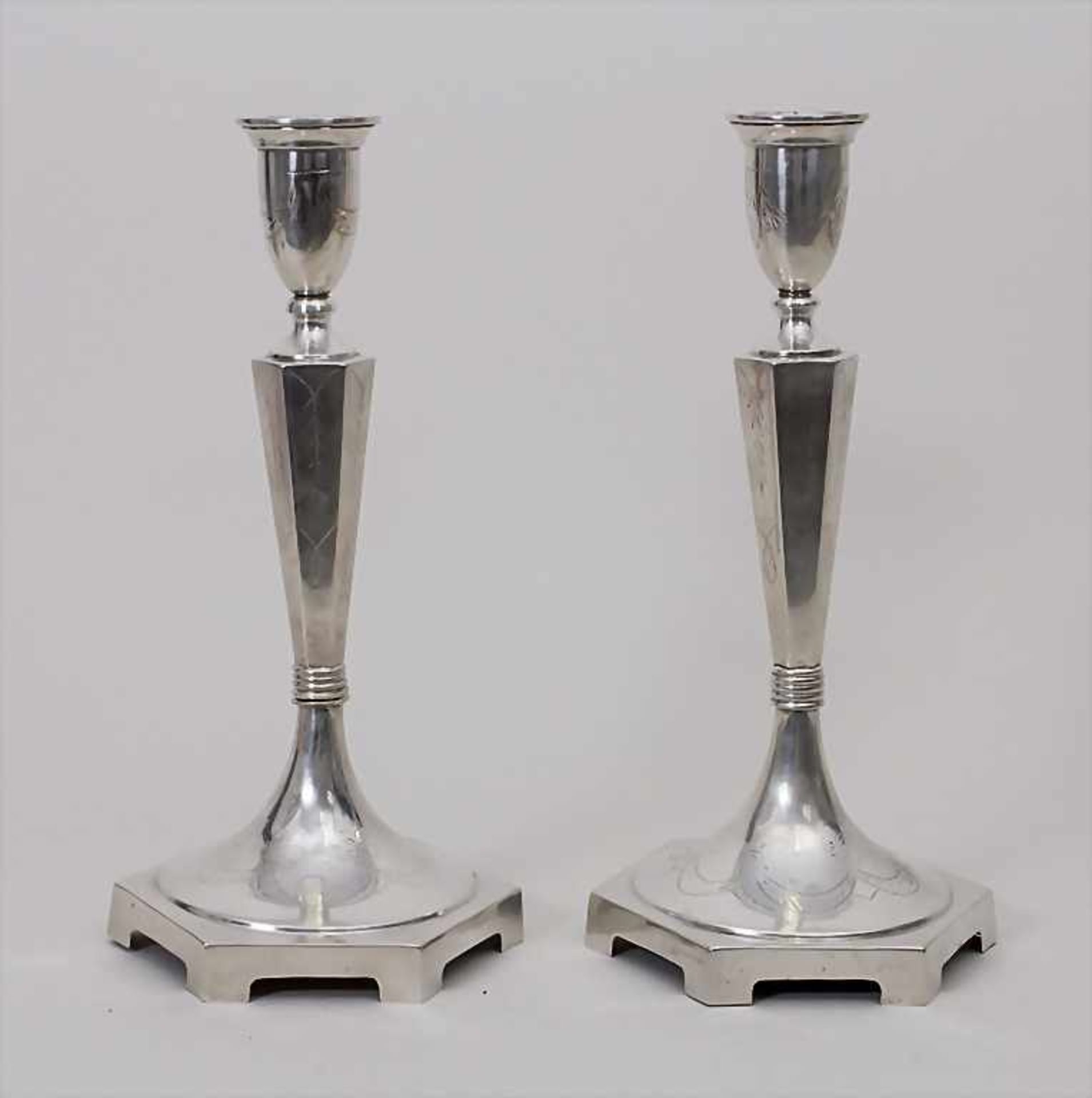 Paar Tafelleuchter / A pair of silver candlesticks, Polen/Poland, um 1920