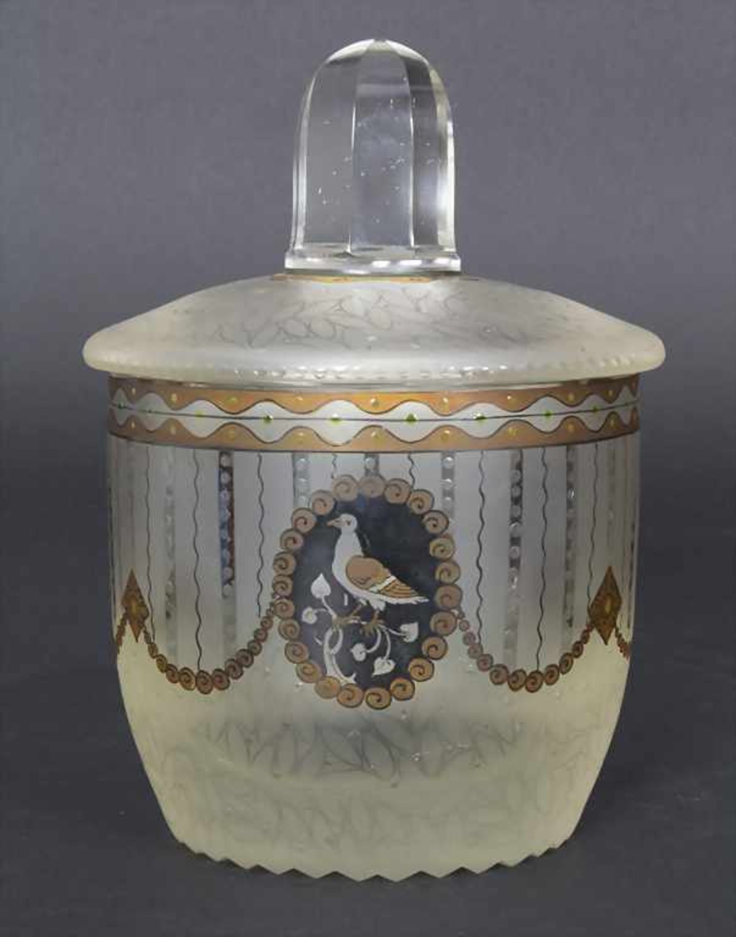 Jugendstil Deckelgefäß mit Transparentemaildekor / An Art Nouveau covered bowl with transparent - Bild 2 aus 5