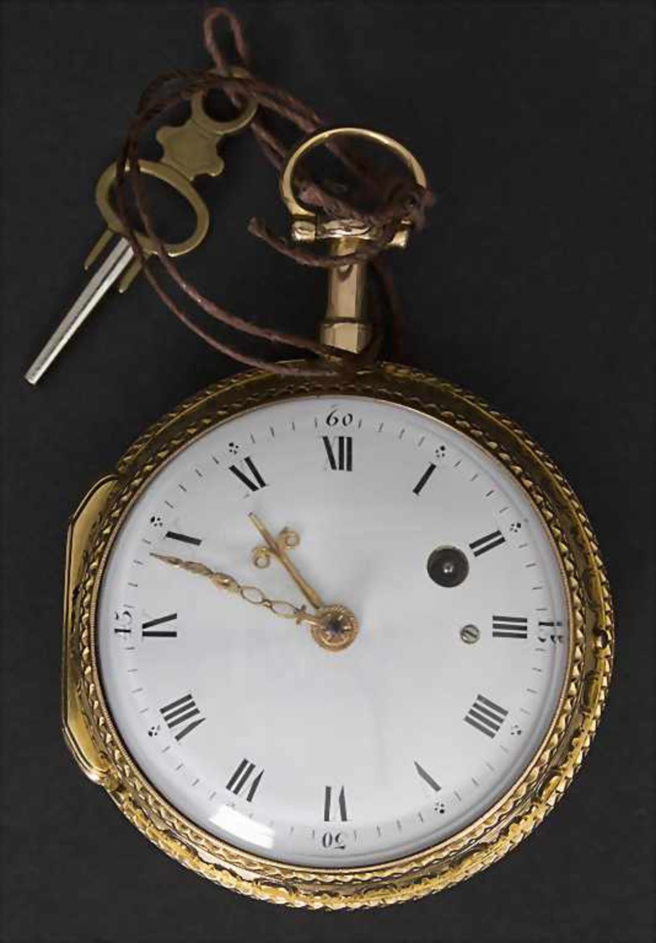 François Jolly, Offene Taschenuhr mit 1/4 Repetition / A pocket watch 1/4 quarter repeater, Paris, - Image 2 of 3