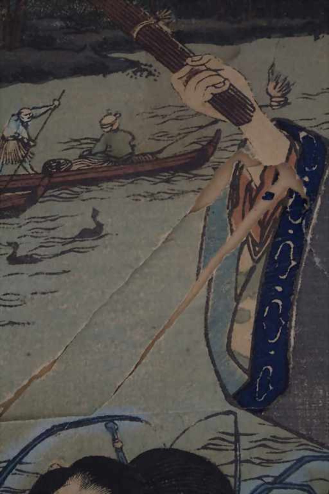 Utagawa Kuisada (1786-1865), 'Geishas am Ufer vor Booten' / 'Geishas by the shore with boats' - Bild 9 aus 11