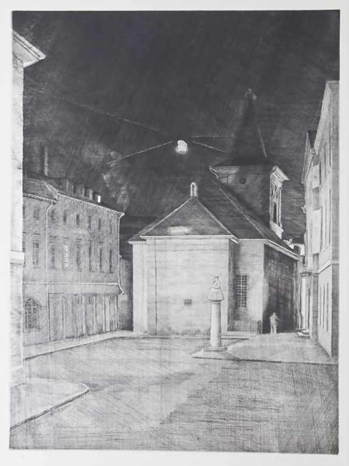 Tutilo Karcher (*1932 in Mannheim), 'Kirche am Marktplatz in Karlsruhe' / 'Marketplace in