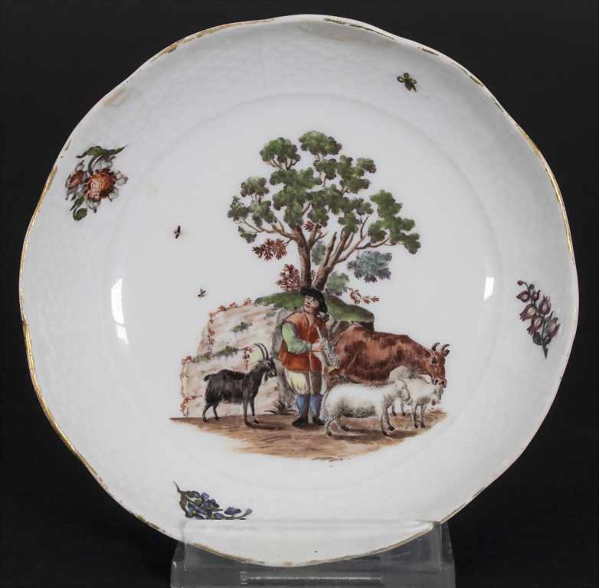 Tasse und Untertasse mit Bauern und Hirten / A cup and saucer with peasants and a shepherd, Meissen, - Bild 2 aus 10