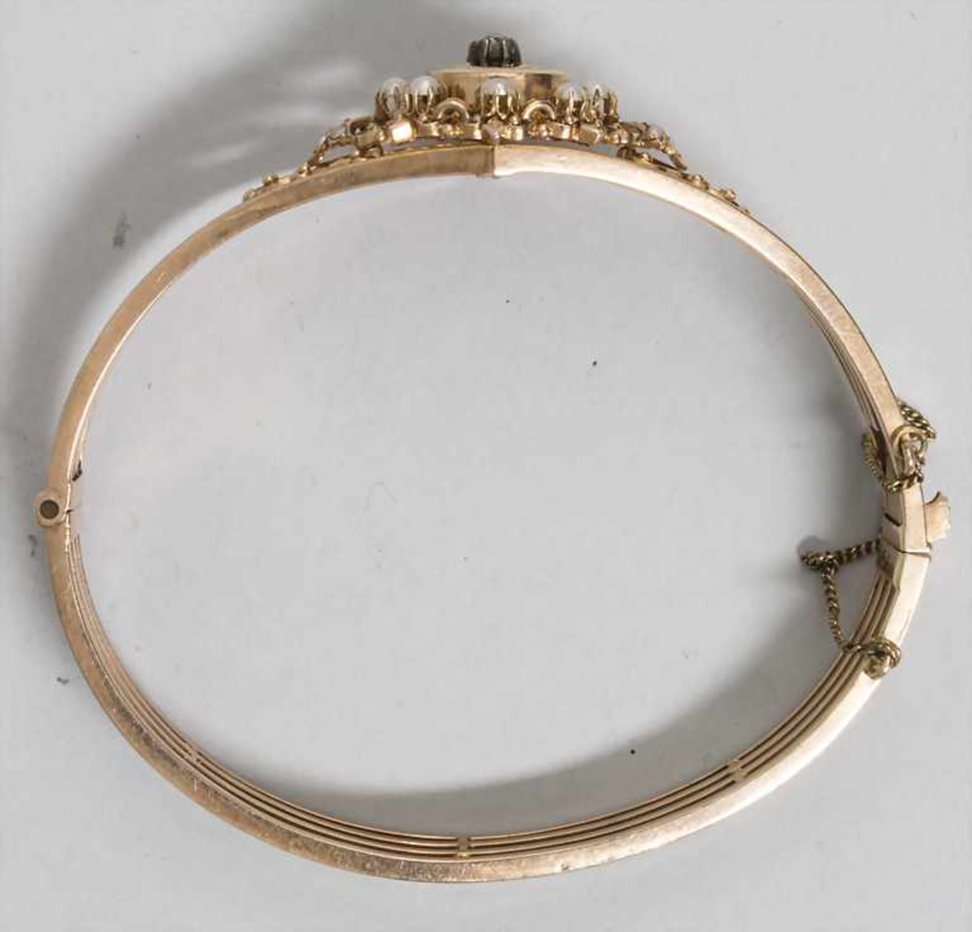Armreif mit Altschliffdiamant und Süßwasserperlen / A bracelet with a diamond and pearls, deutsch, - Image 3 of 4