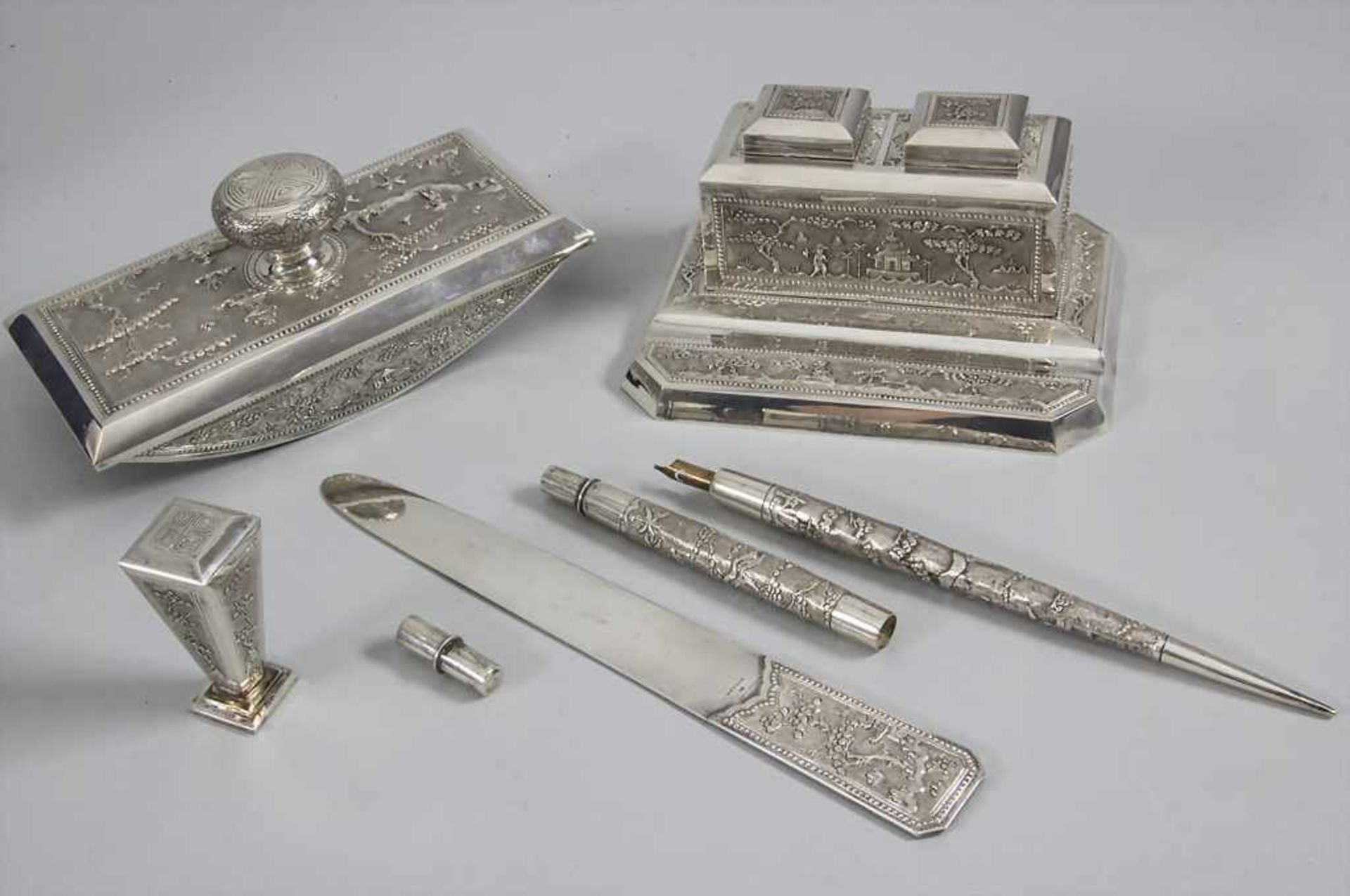 Schreibset / A silver writing set, Vietnam, 20. Jh.