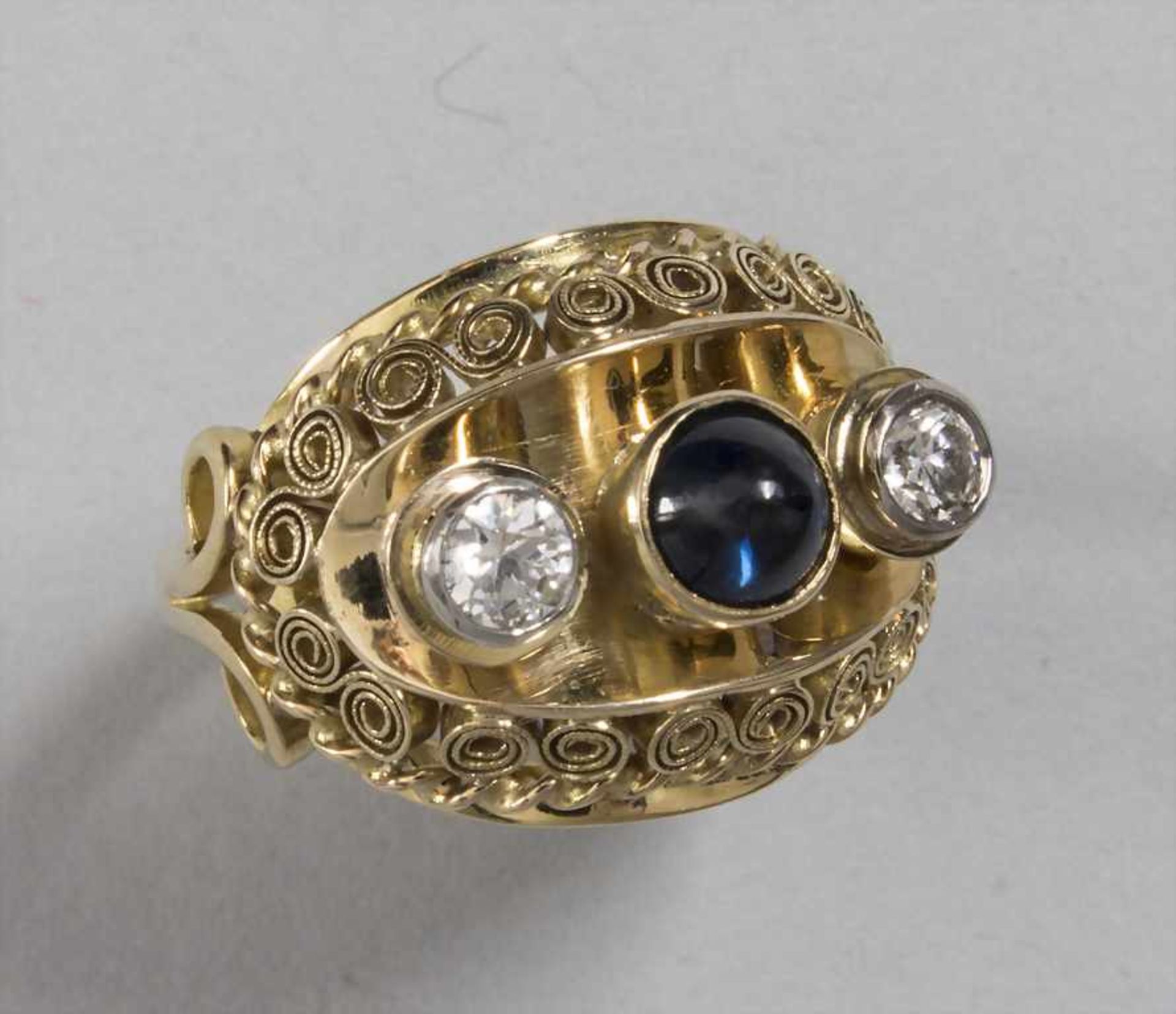 Damenring mit Brillanten und Saphir / A ladies ring with brilliants and sapphire - Bild 3 aus 4