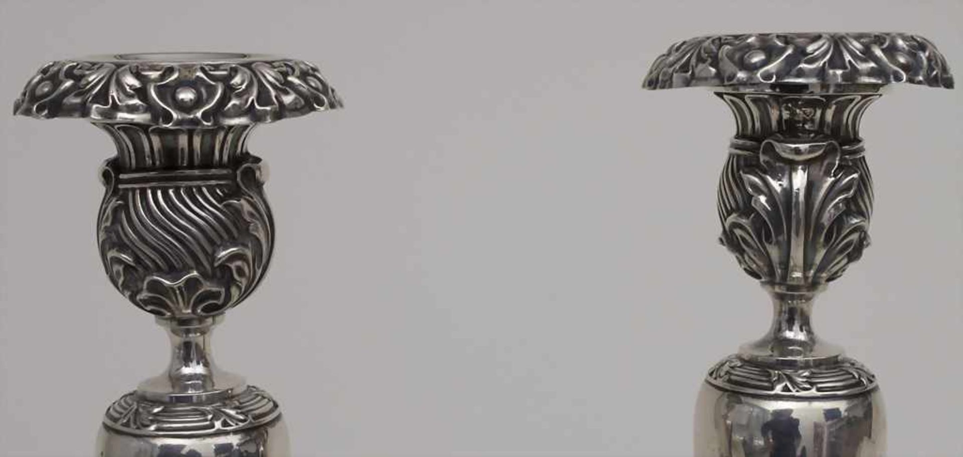 Paar Empire Kerzenleuchter / A pair of silver Empire candlesticks, Francois Drion, Lüttich / - Image 6 of 7