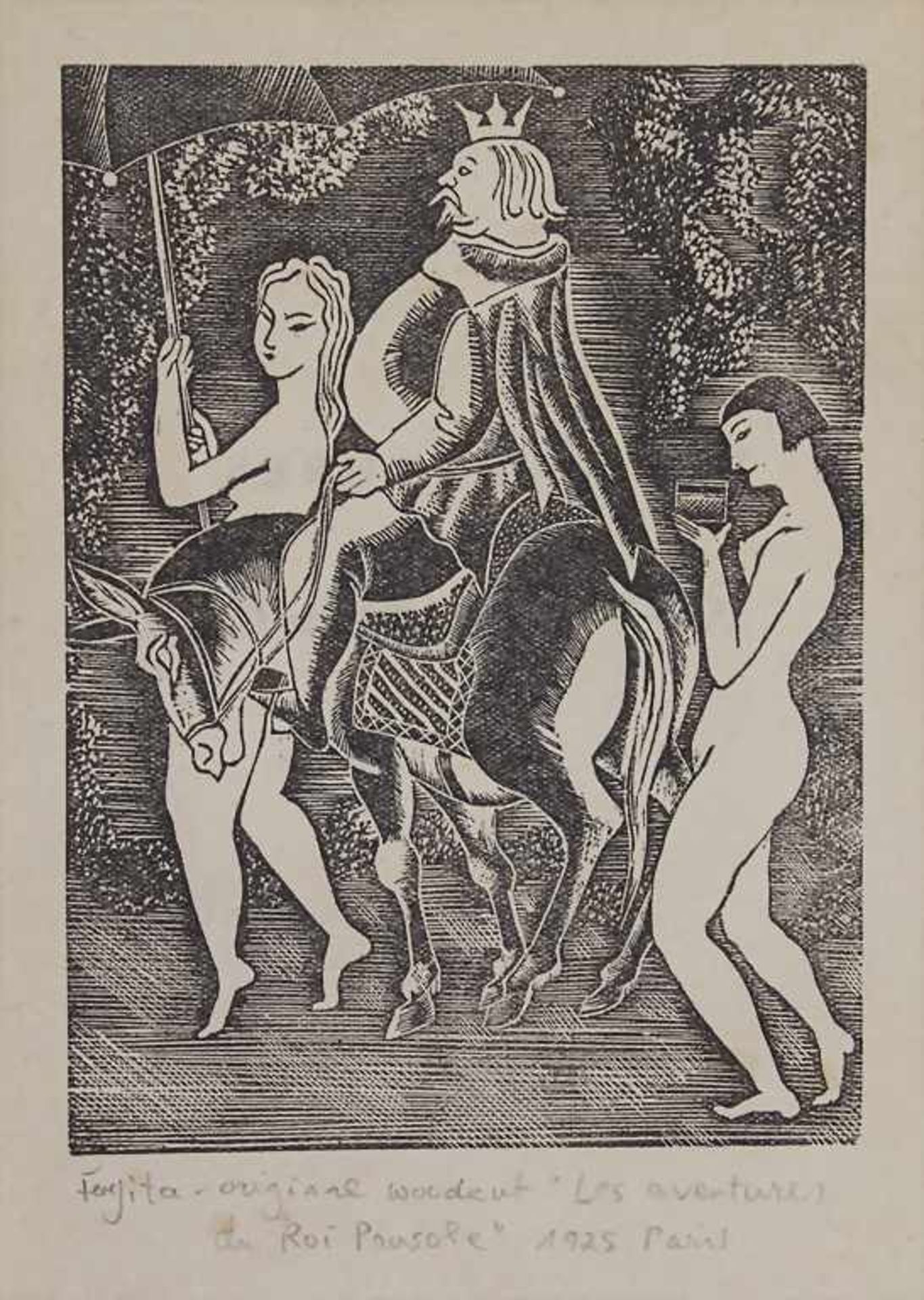 Tsuguharu Foujita (1886-1968), 'König Pausole zu Pferd mit Musen' / 'The king Pausole with muses'Aus