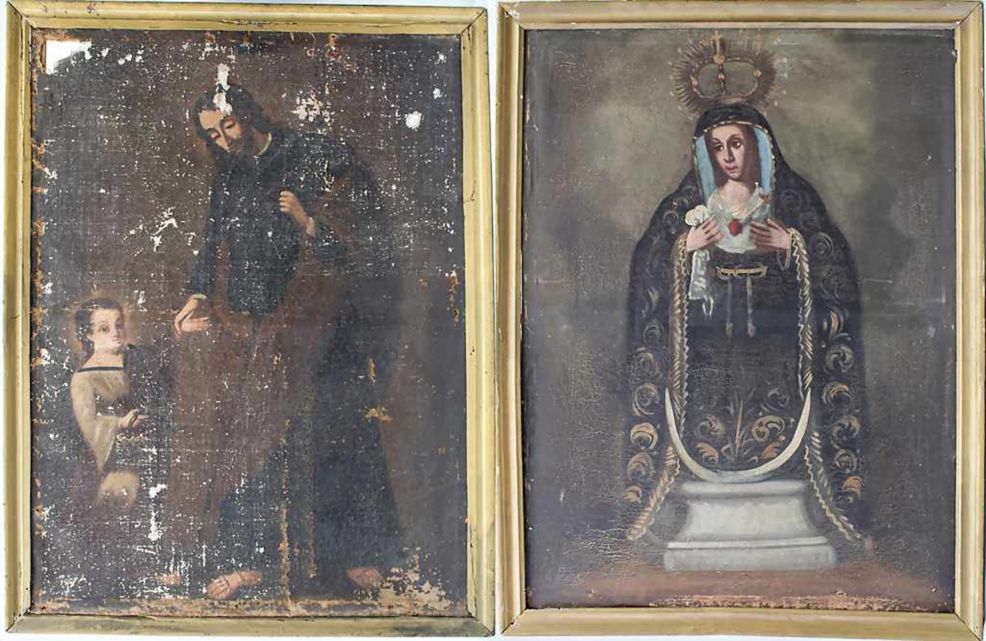 Künstler des 18. Jh., 2 Gemälde 'Schutzmantelmadonna' und 'Christuskind' / 2 paintings 'A Virgin