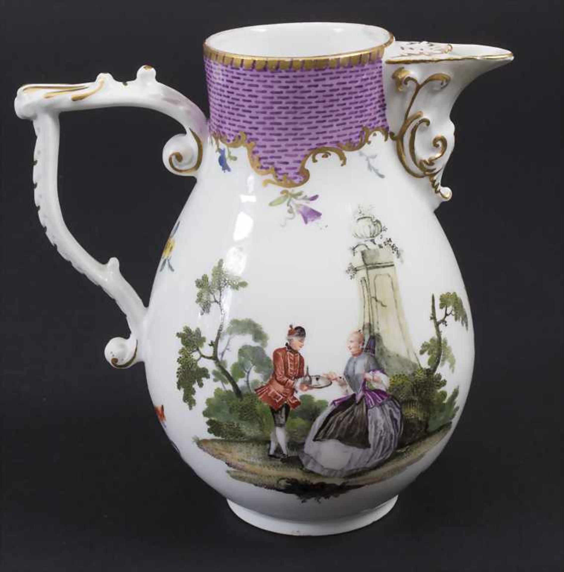 Kännchen mit Watteau-Malerei / A jug with galant scenes, Meissen, um 1740-45 - Bild 3 aus 8