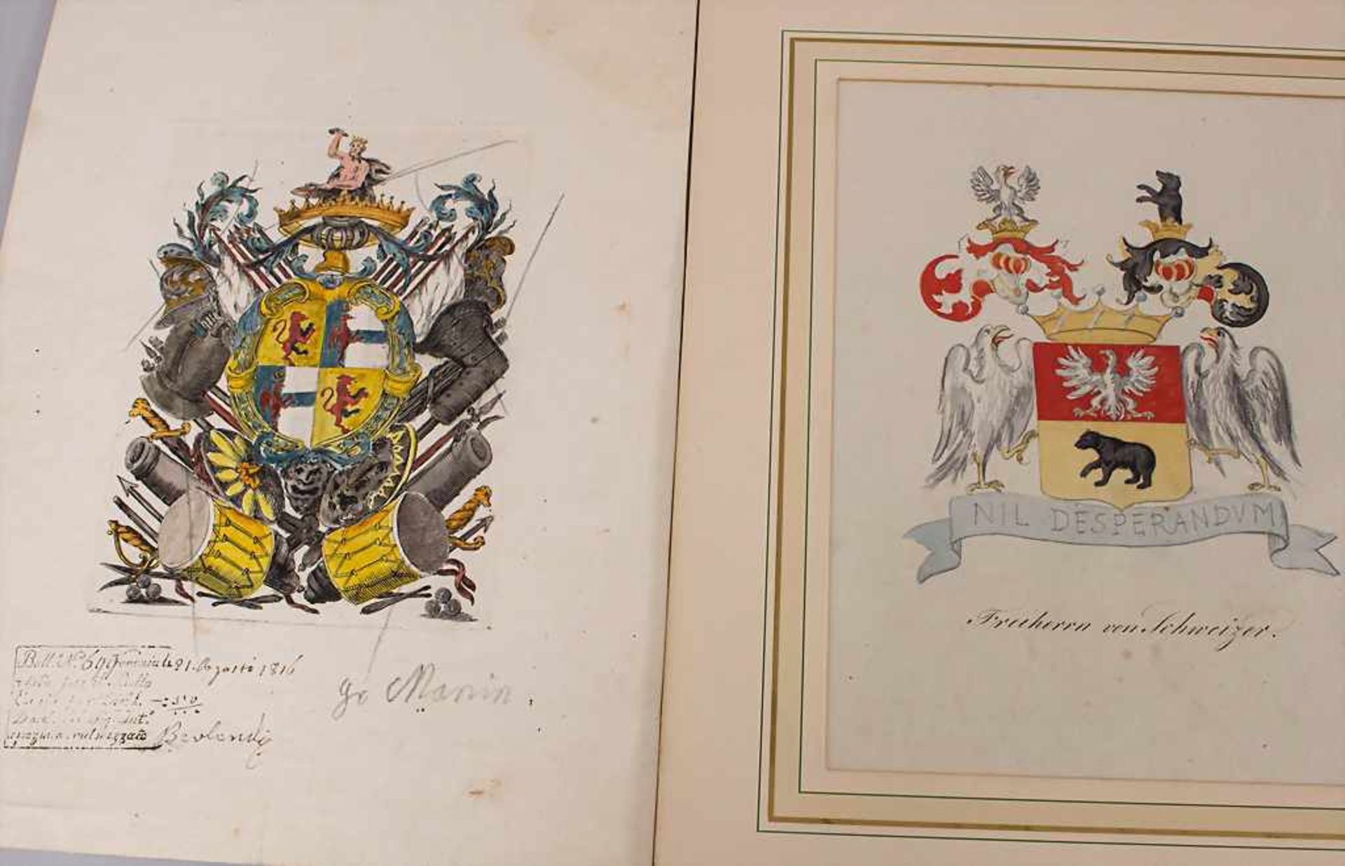 Heraldik: Sammlung 9 Adelswappen / A collection of 9 noble coats of arms, 18. Jh. - Image 6 of 6