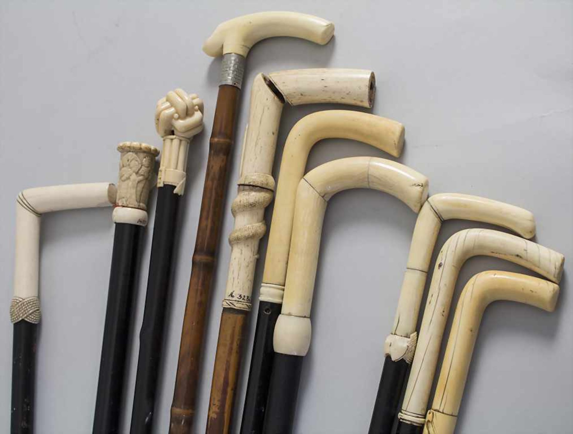Sammlung 10 Gehstöcke / A collection of 10 canes with ivory handle
