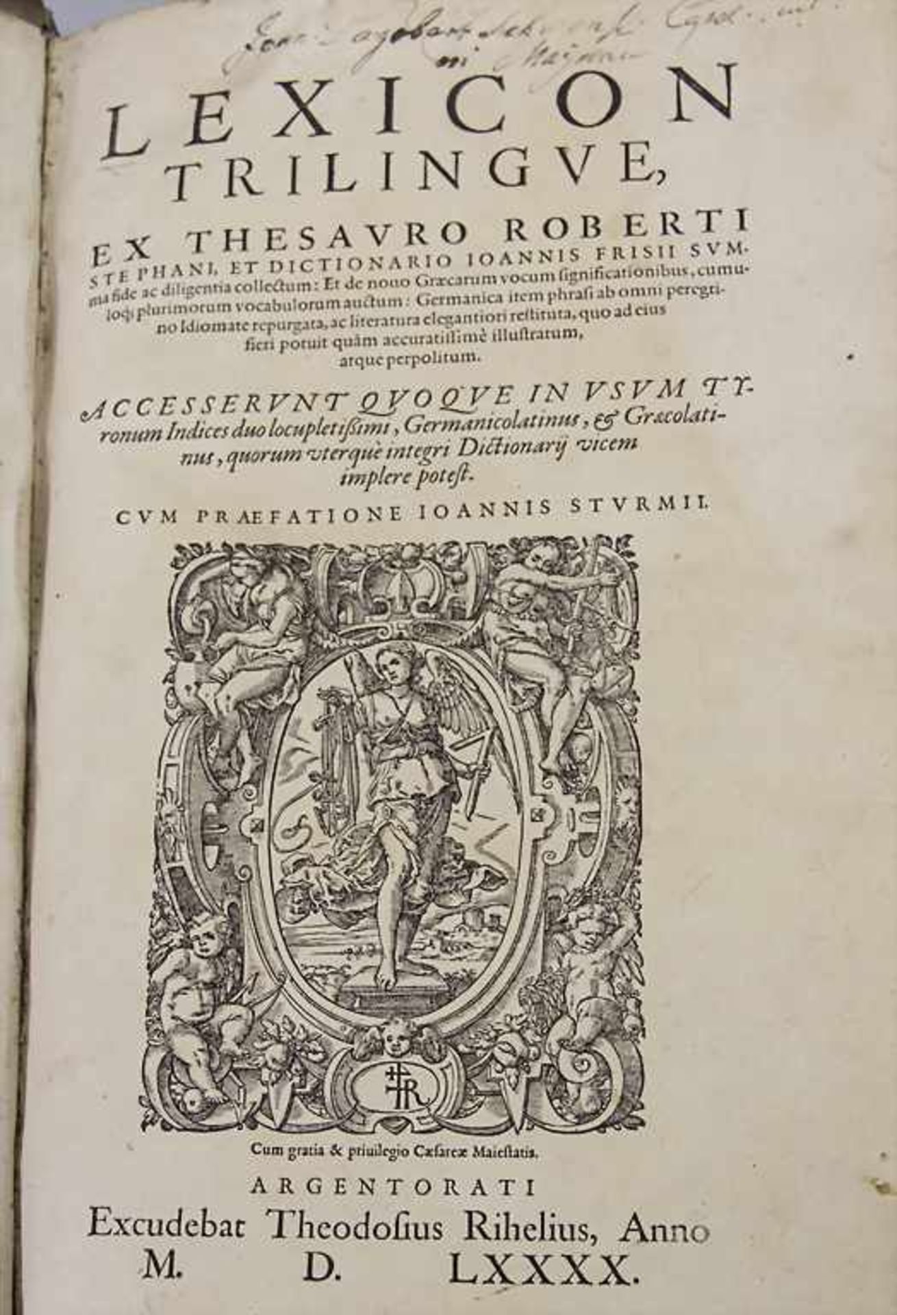 Johann Sturm: 'Lexicon Trilingue ex Thesauro Roberti Stephani, et Dictionario Joannis Frisii - Bild 3 aus 4