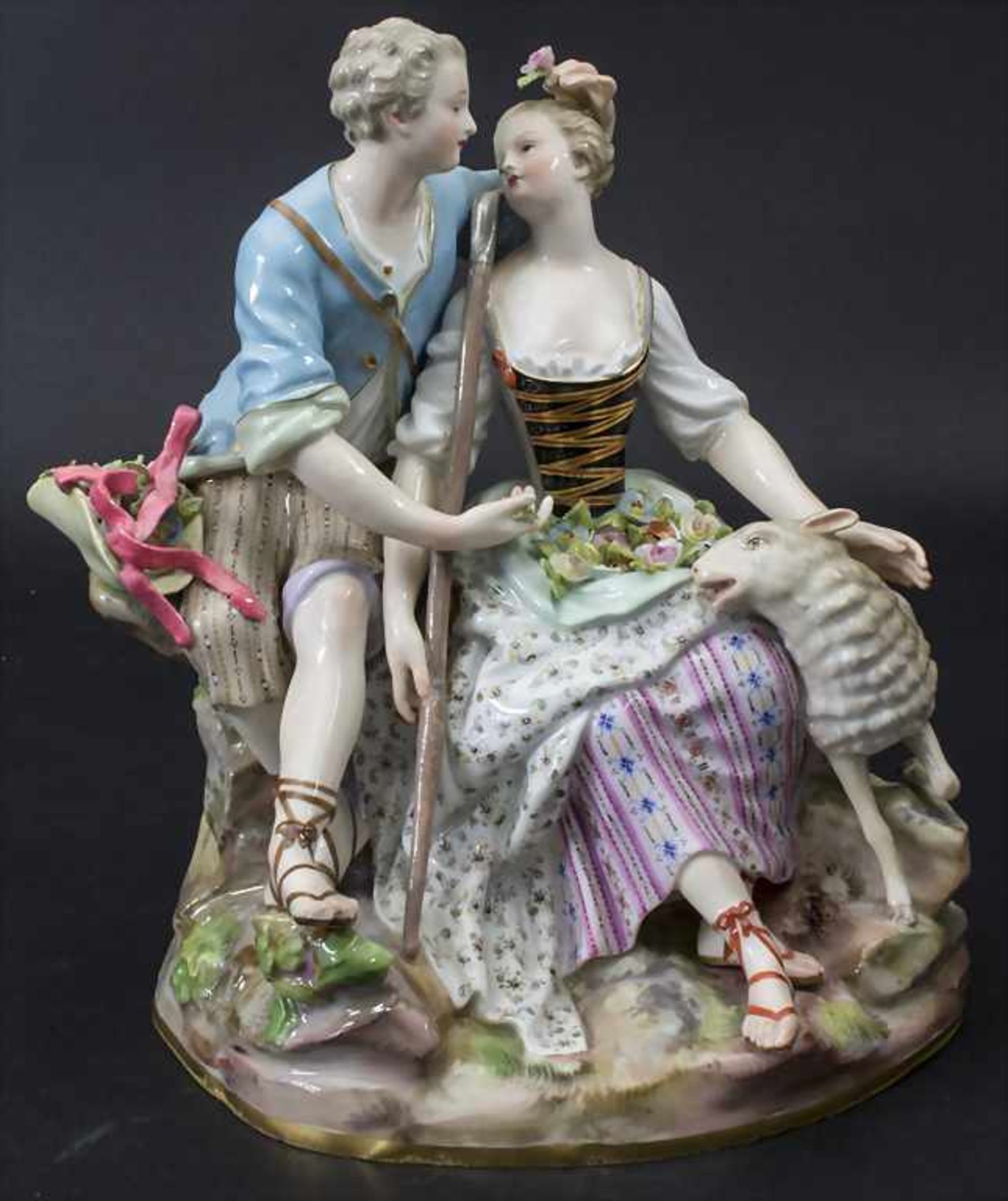 Schäfergruppe / A figural group with a shepherd and a shepherdess, Meissen, 19. Jh.