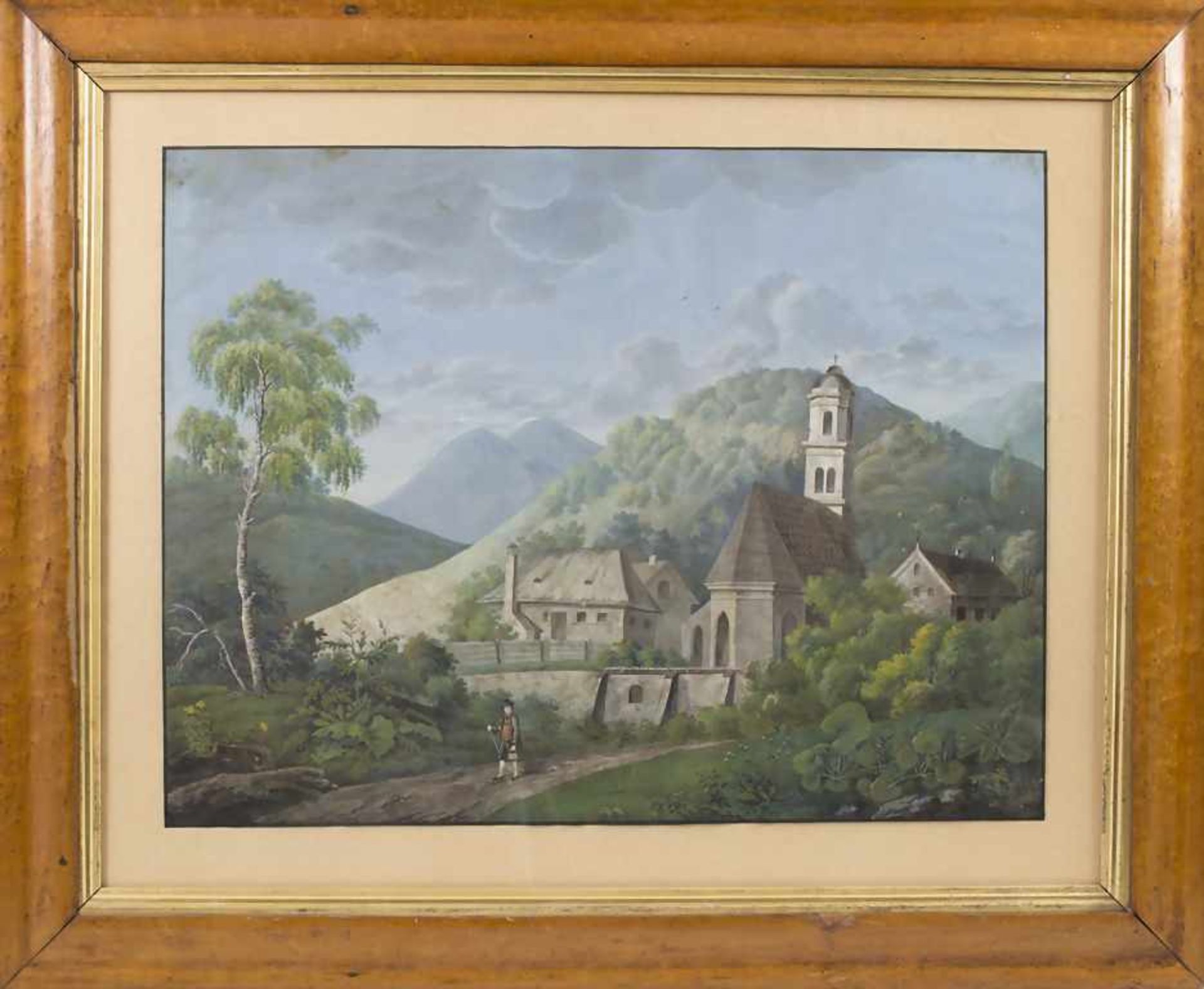 Künster des 19. Jh., 'Landschaft mit Dorf und Figurenstaffage' / 'A landscape with village and - Image 2 of 4
