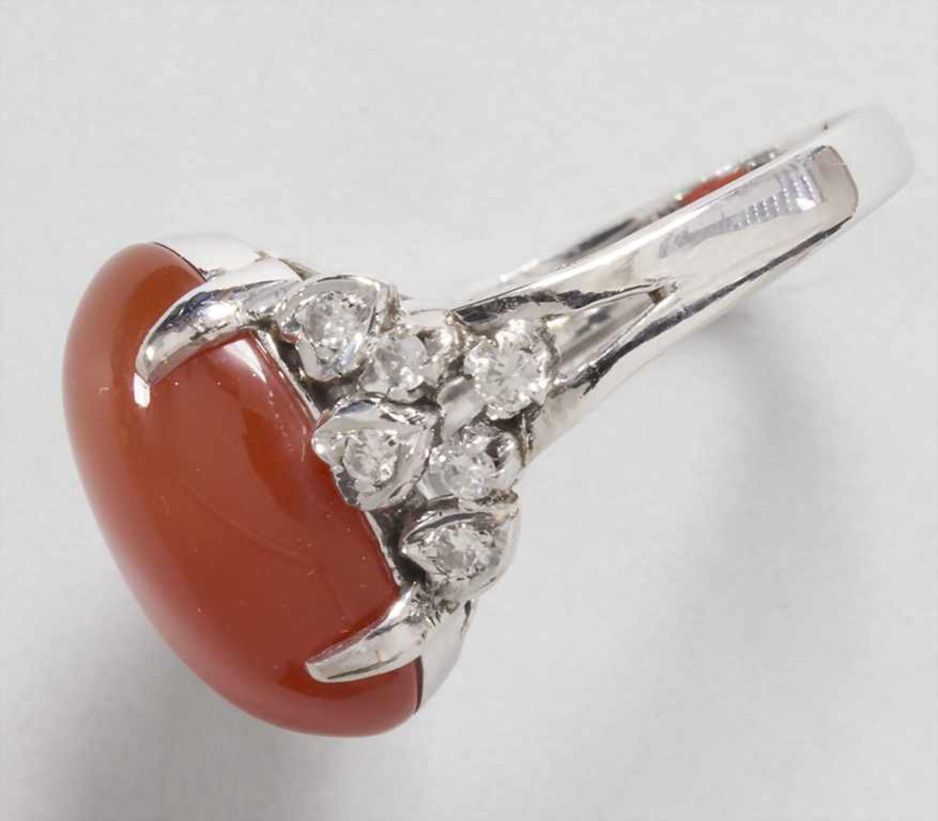 Damenring mit Diamant und Karneol / A ladies ring with diamond and carnelian - Bild 3 aus 5