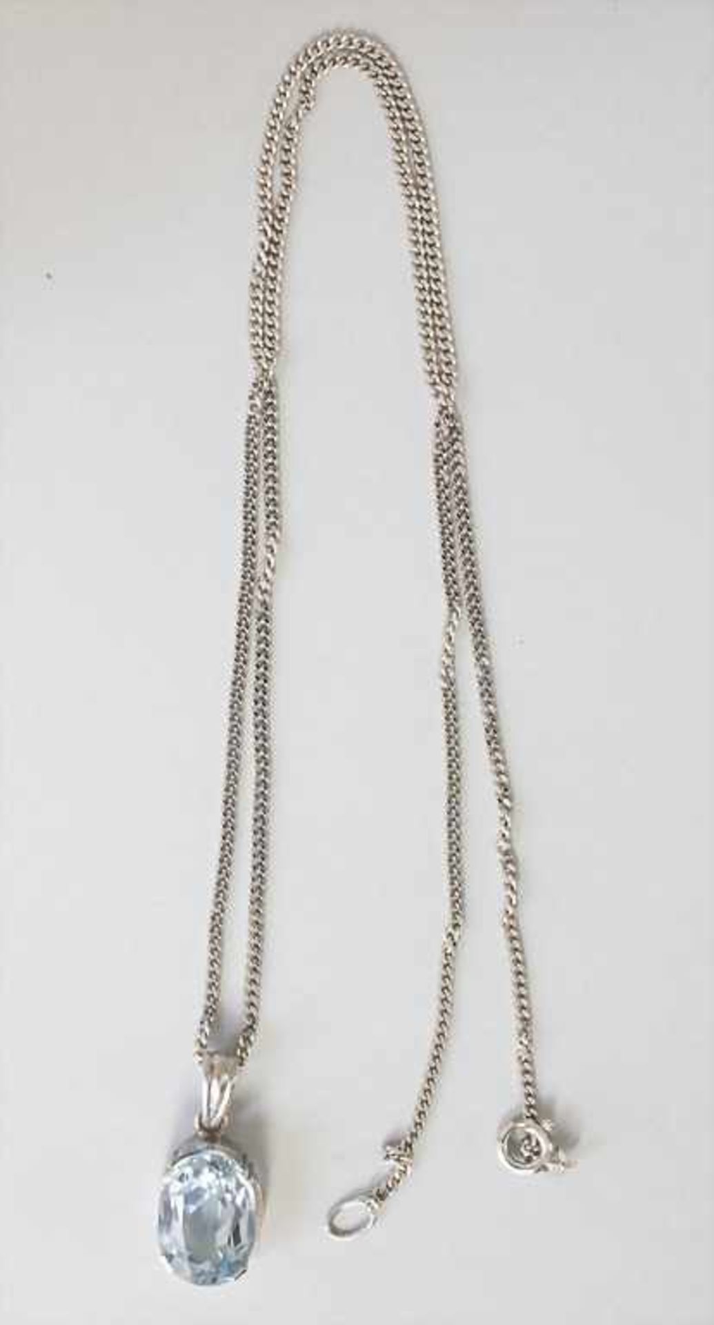 Goldkette mit Aquamarinanhänger / A gold necklace with aquamarin pendant - Bild 4 aus 4