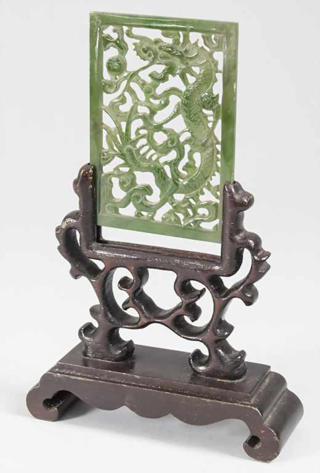 Kleiner Stellschirm aus grüner Jade, China, um 1900