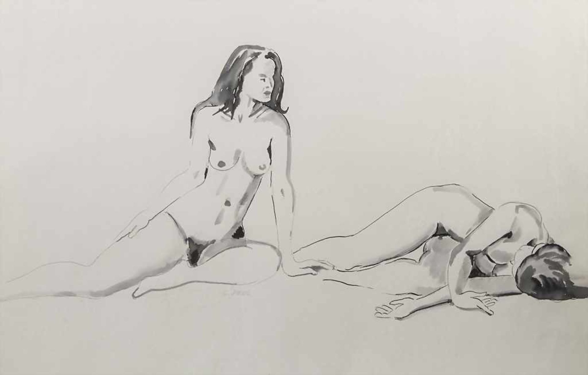 G. Jung (20. Jh.), '2 Posierende weibliche Akte' / '2 posing female nudes'