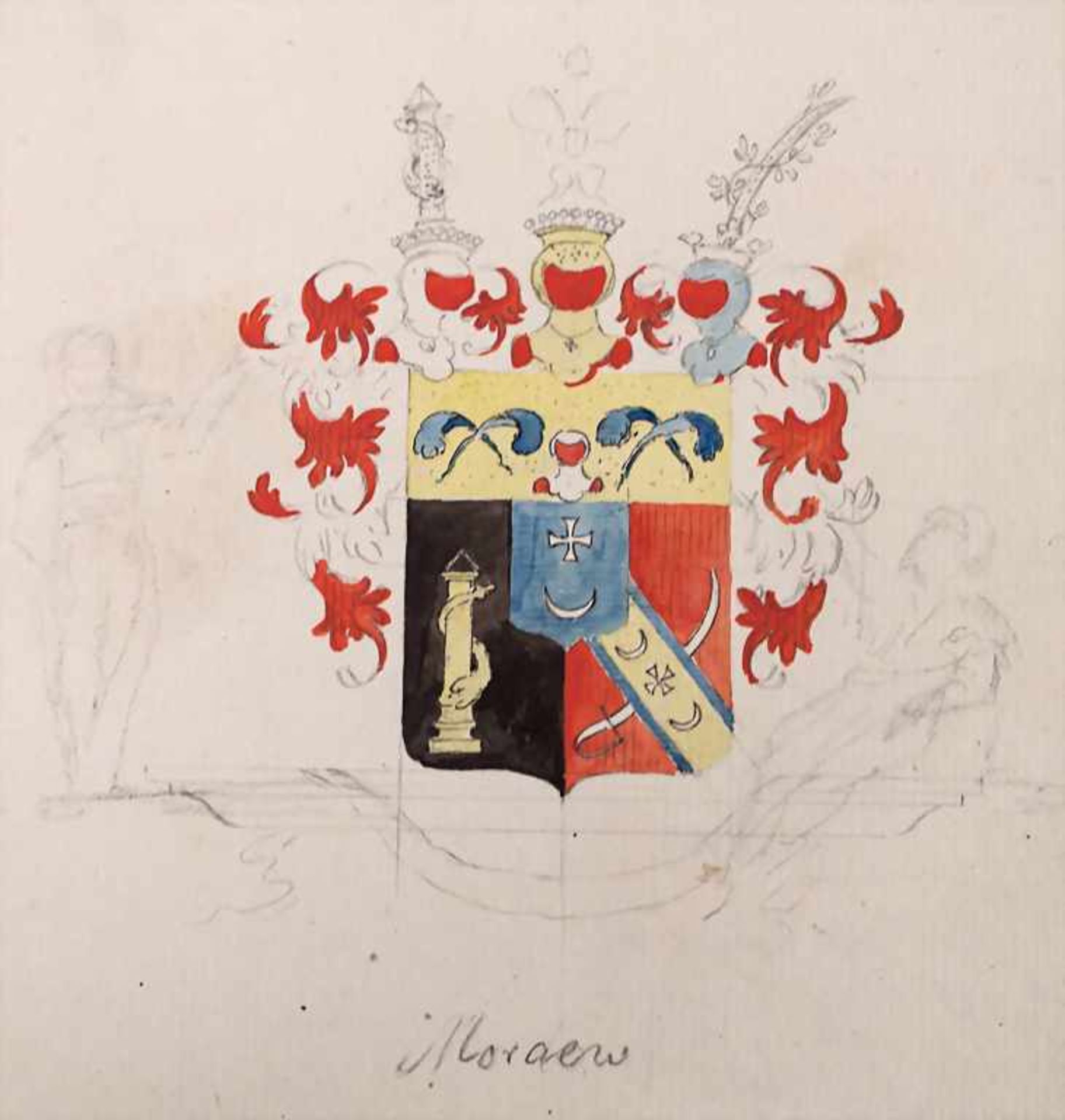 Heraldik: Sammlung 6 Adelswappen / A collection of 6 noble coats of arms, 18. Jh.Heraldik: S - Bild 6 aus 7