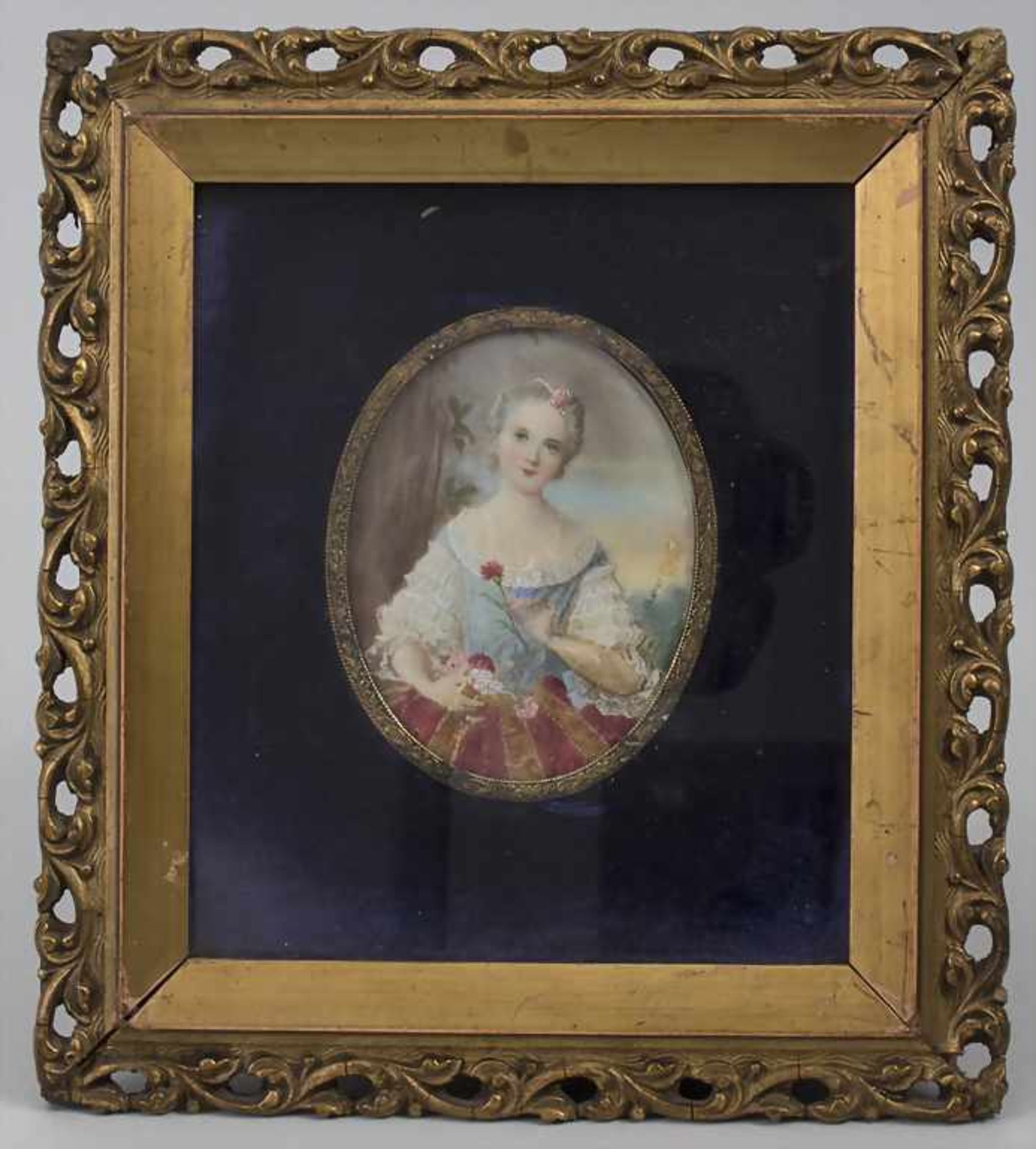 Miniatur Porträt einer adligen jungen Dame / A miniature portrait of a young noble lady, 19. Jh.