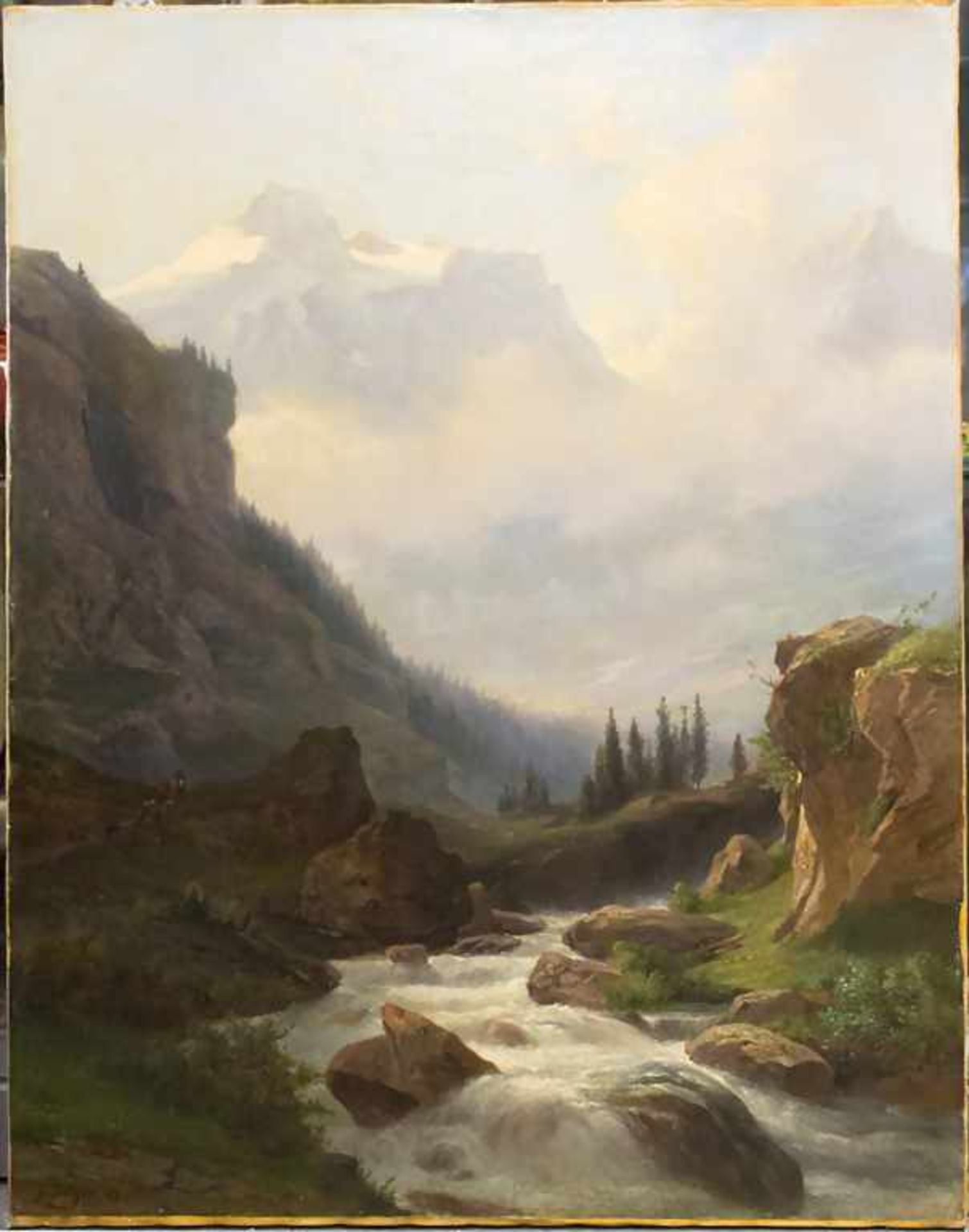 Jakob Joseph Zelger (1812-1885), 'Gebirgsbach Reuss vor Bergkulisse' / 'The mountain stream Reuss'